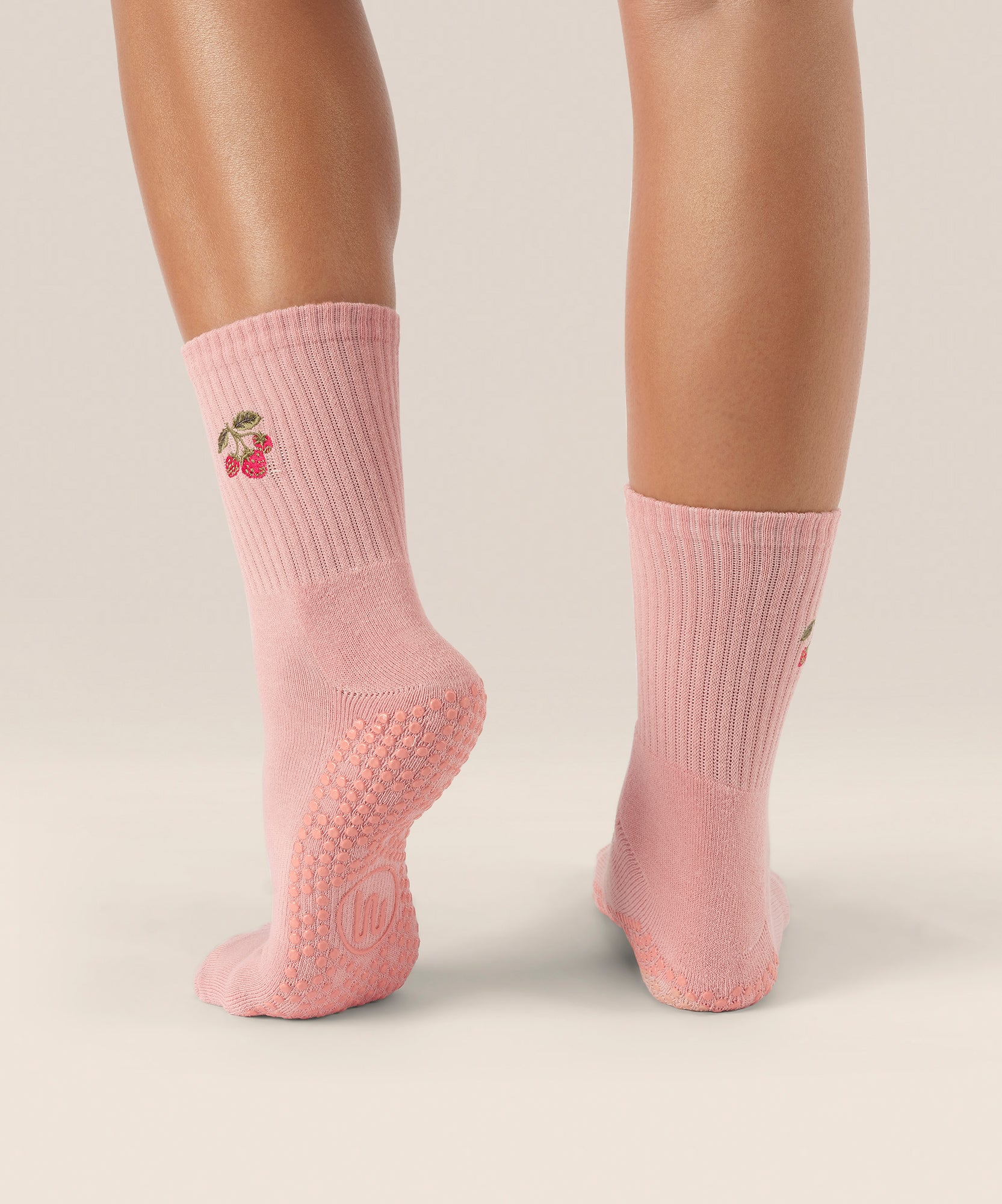 Crew Non Slip Grip Socks - Strawberry Patch