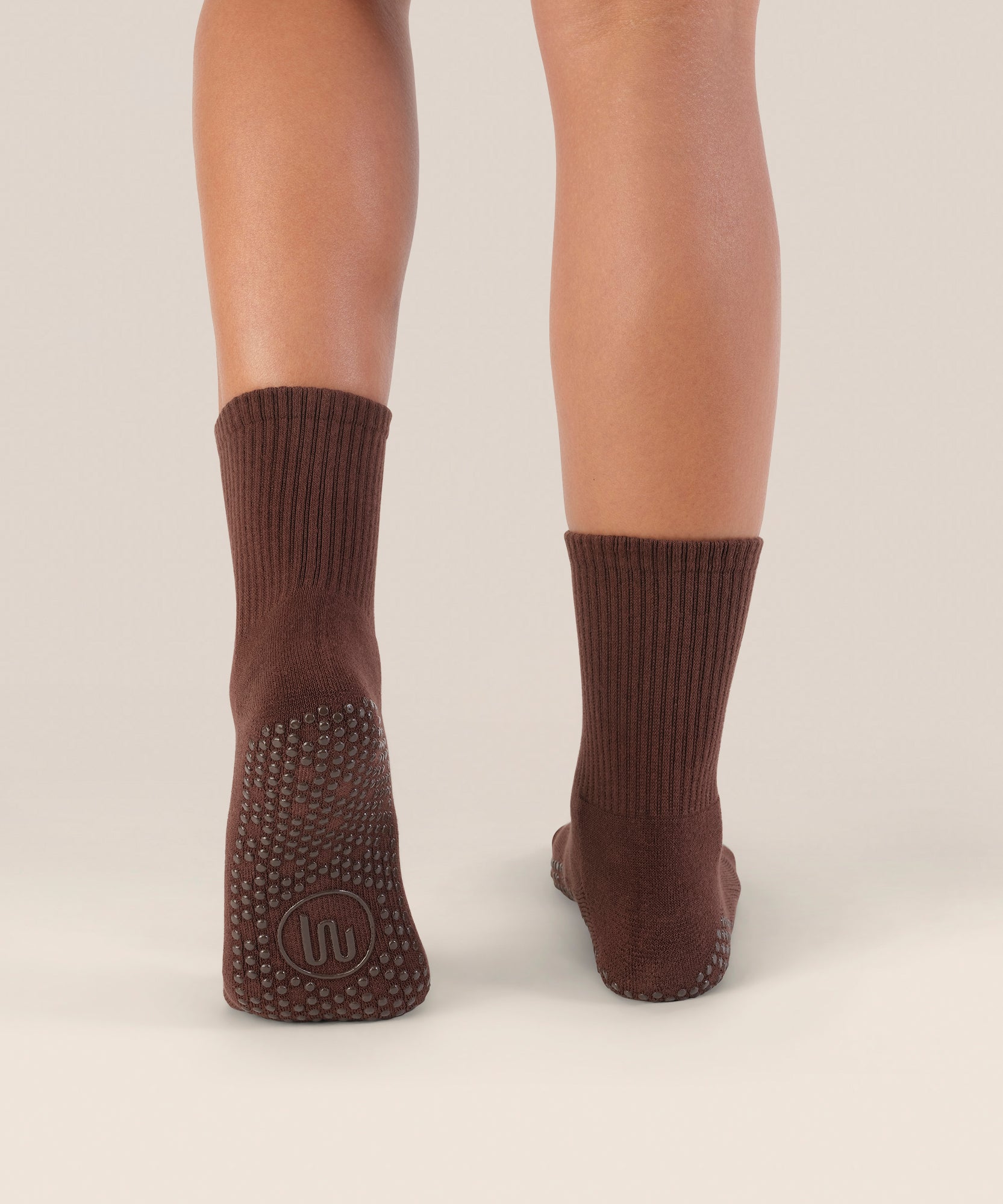 Crew Non Slip Grip Socks - Espresso