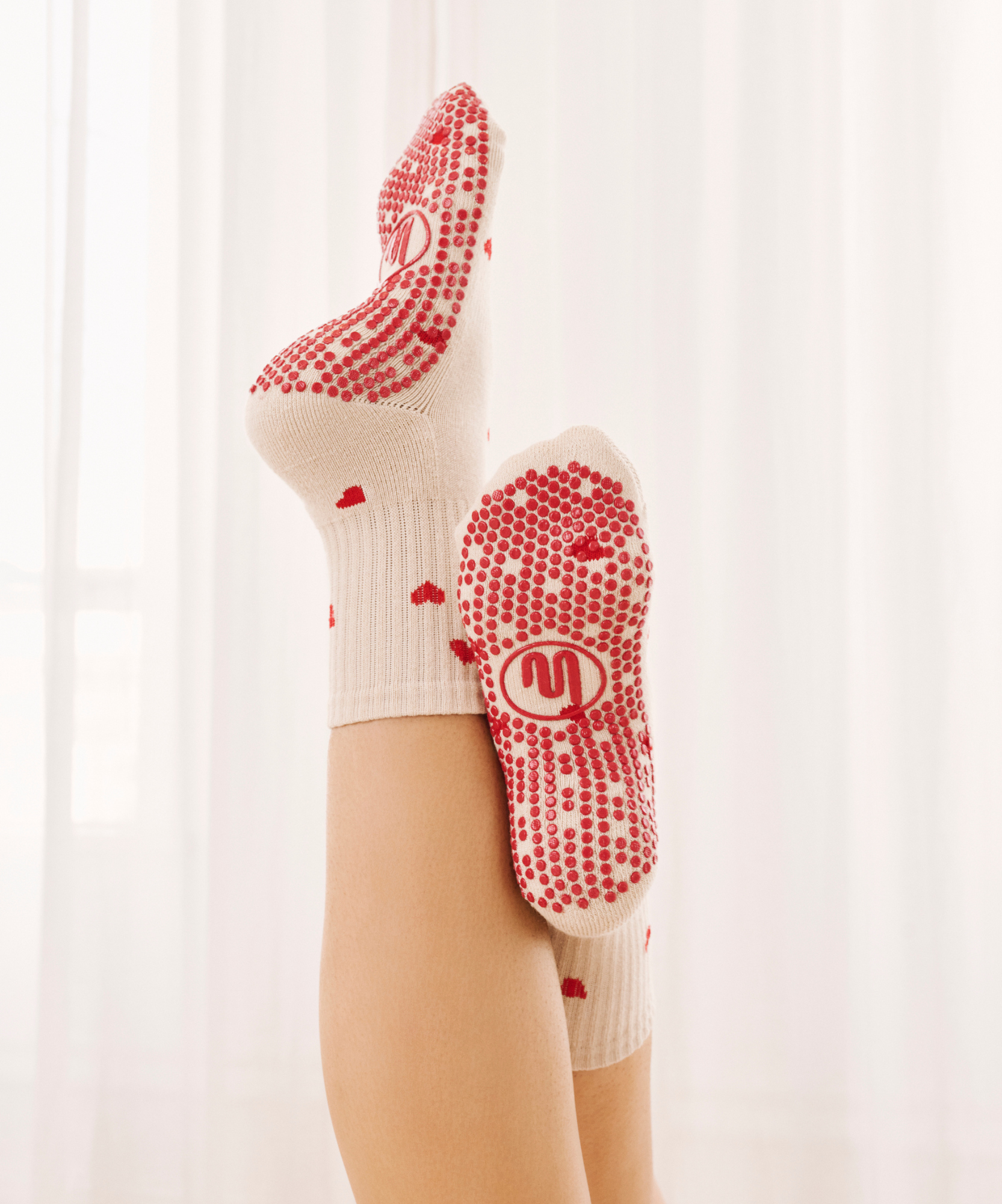  Non Slip Grip Socks with Love Me design for extra traction and comfort during workouts