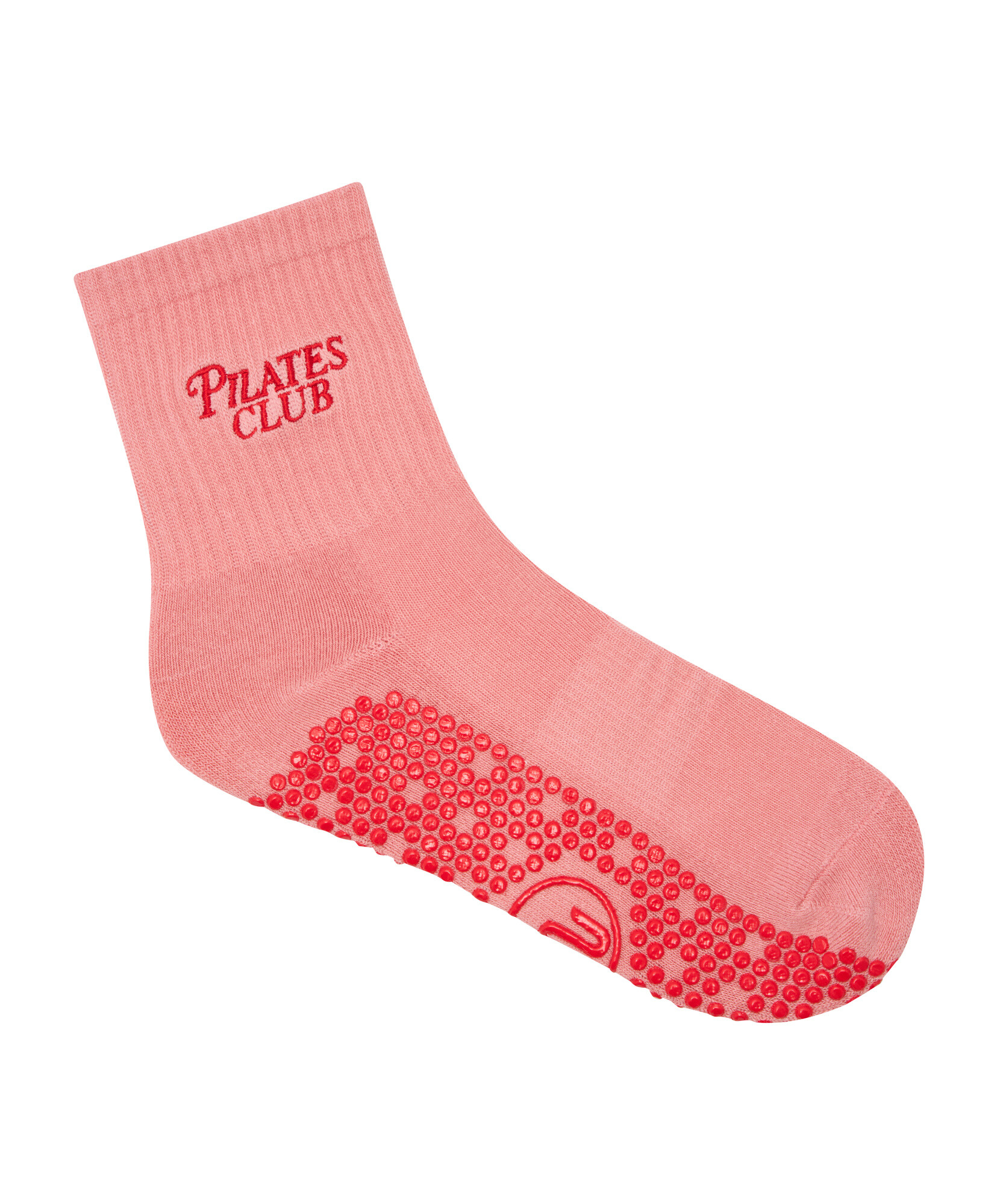 Crew Non Slip Grip Socks - Pilates Club Rose