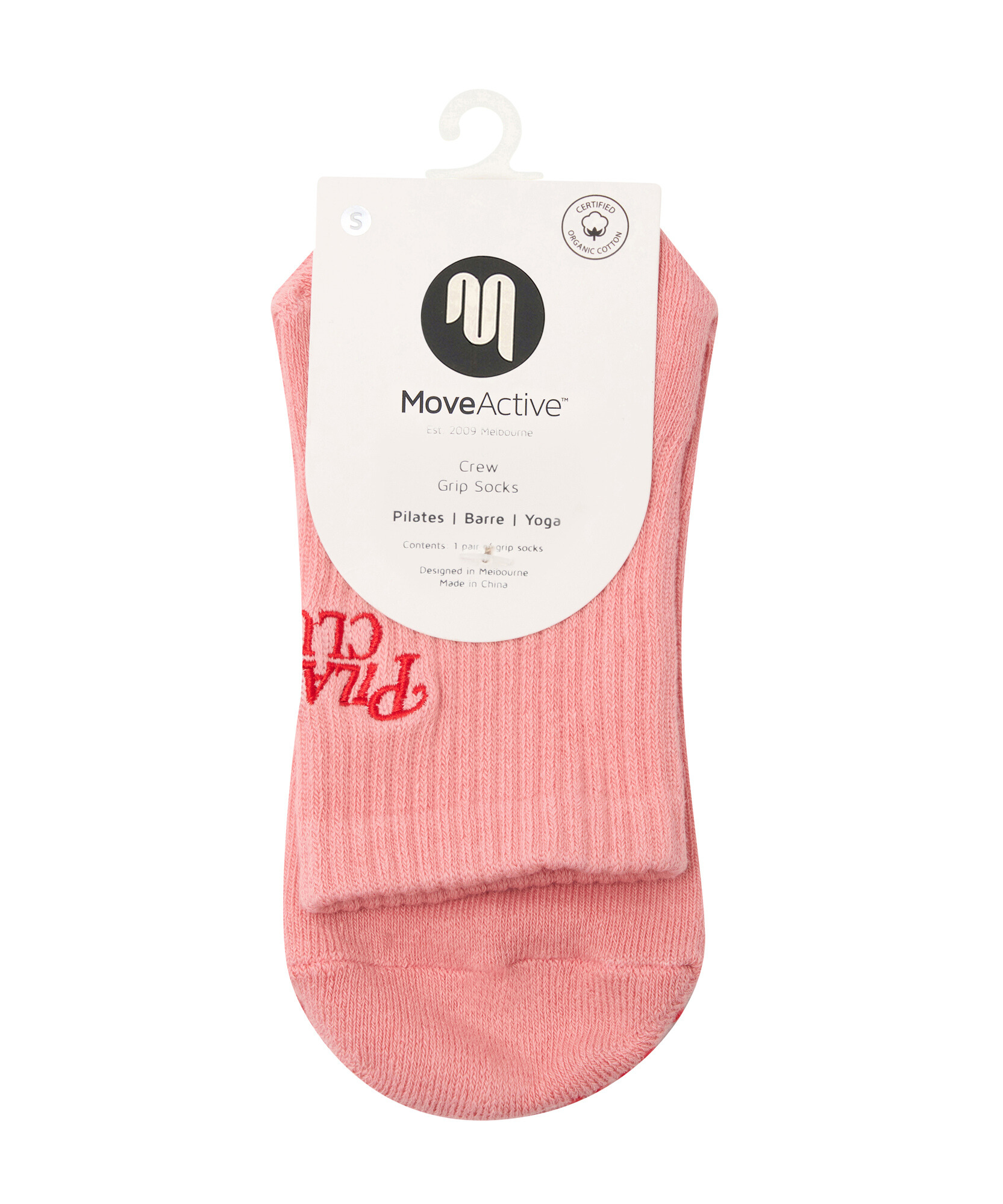 Crew Non Slip Grip Socks - Pilates Club Rose