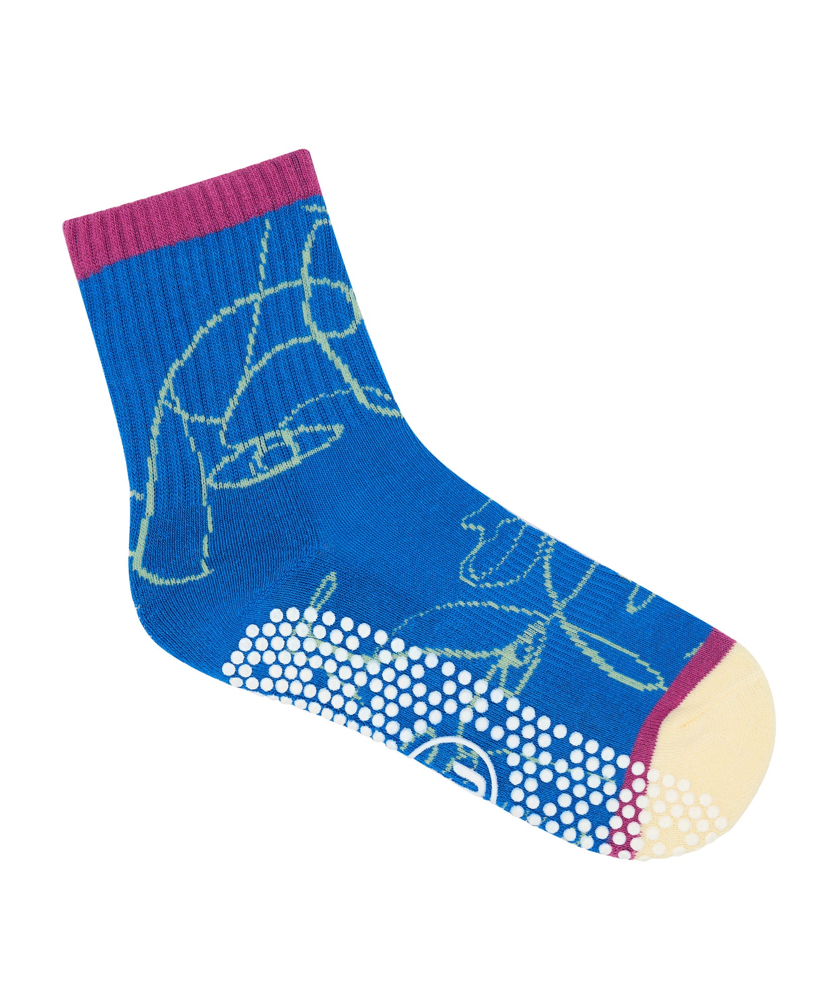 Crew Non Slip Grip Socks - Azure Abstract.