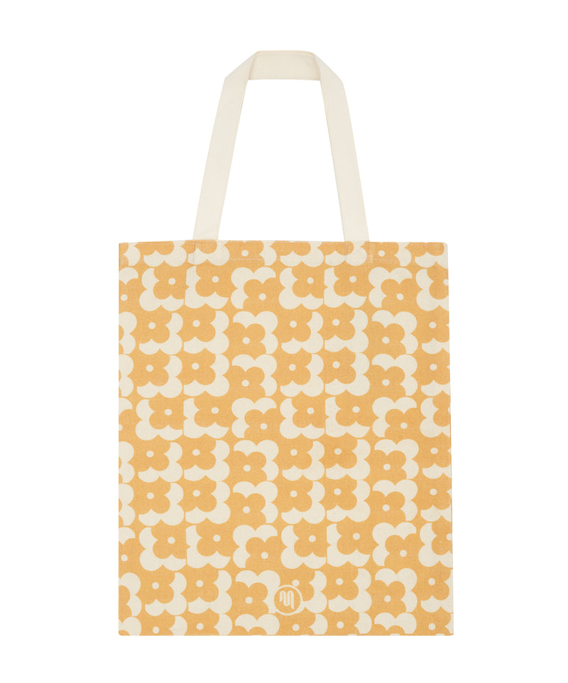 Tote Bag - Retro Daisy with vibrant yellow flowers and green leaves