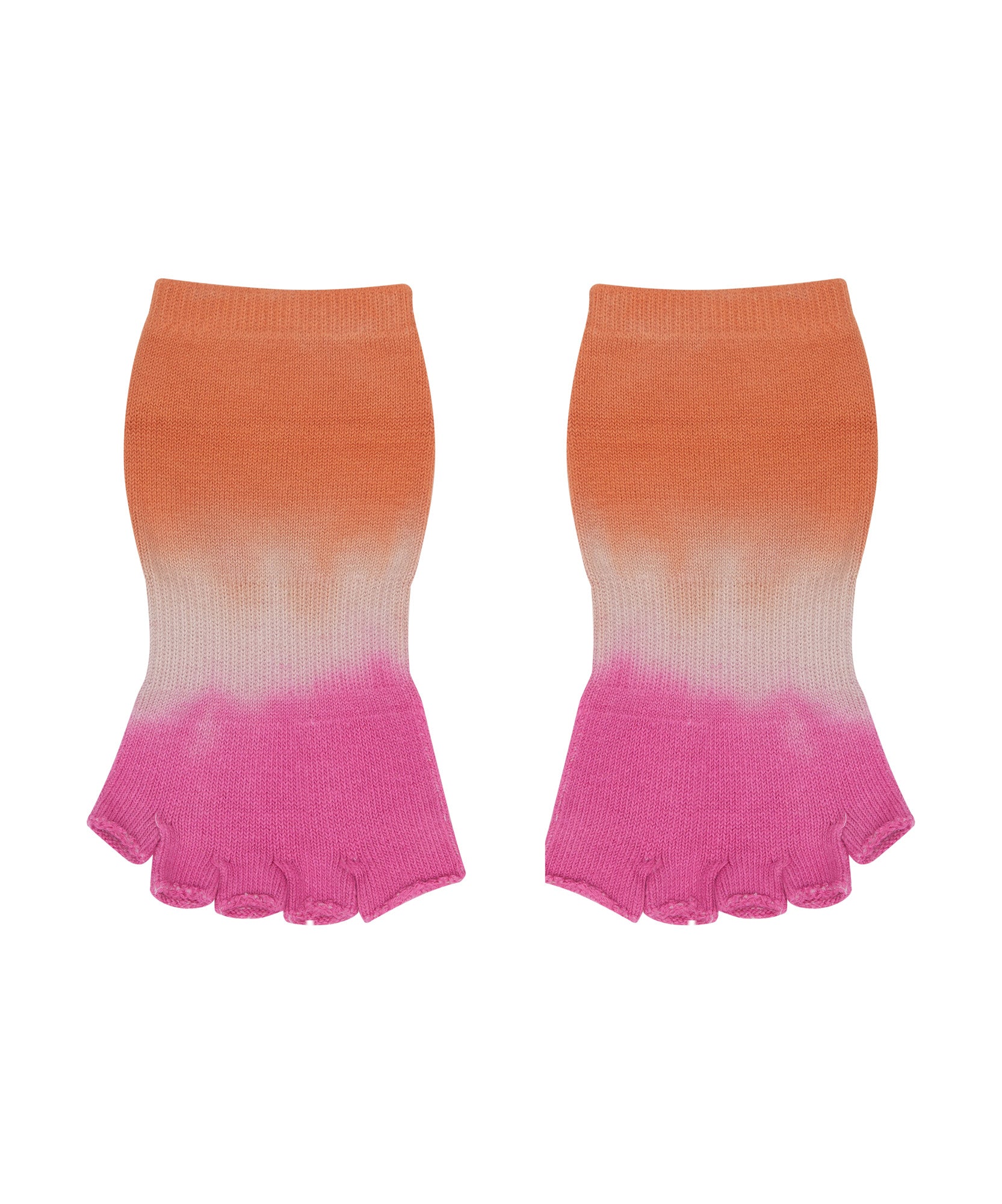 Toeless Non Slip Grip Socks in Tropical Ombré for Yoga and Pilates