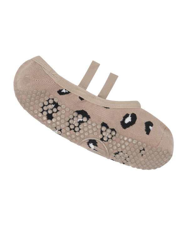 Ballet Non Slip Grip Socks - Cheetah Nude