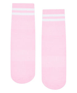 Crew Non Slip Grip Socks - Ribbed Sporty Pink