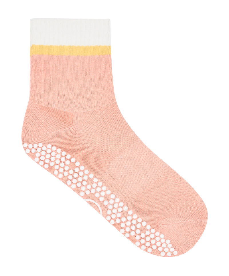 Guava striped crew socks with secure non-slip grip technology