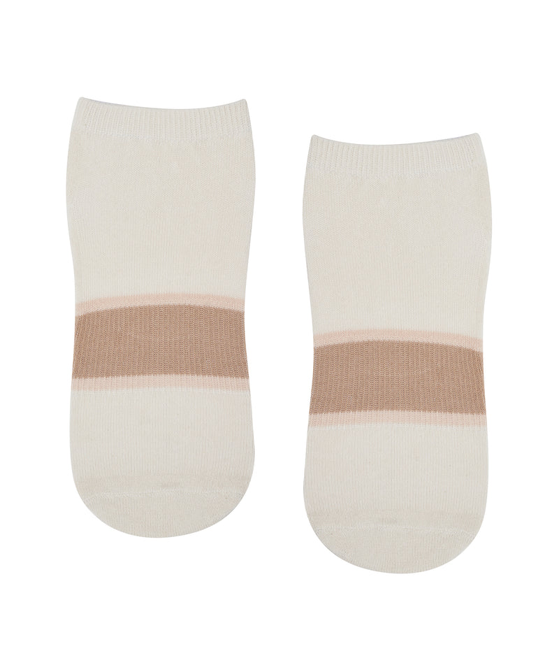 Classic Low Rise Grip Socks - Mocha Stripes