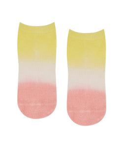 Classic Low Rise Grip Socks in Ombre Punch color, perfect for yoga and pilates enthusiasts