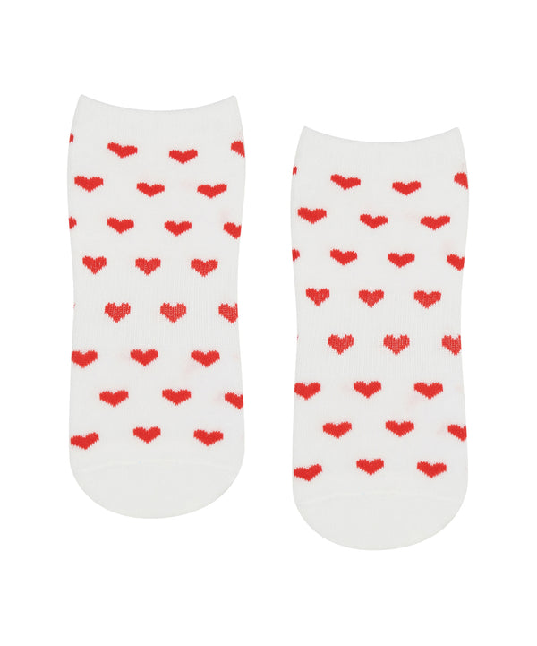 Classic Low Rise Grip Socks in Amour color with heart design for comfort and style