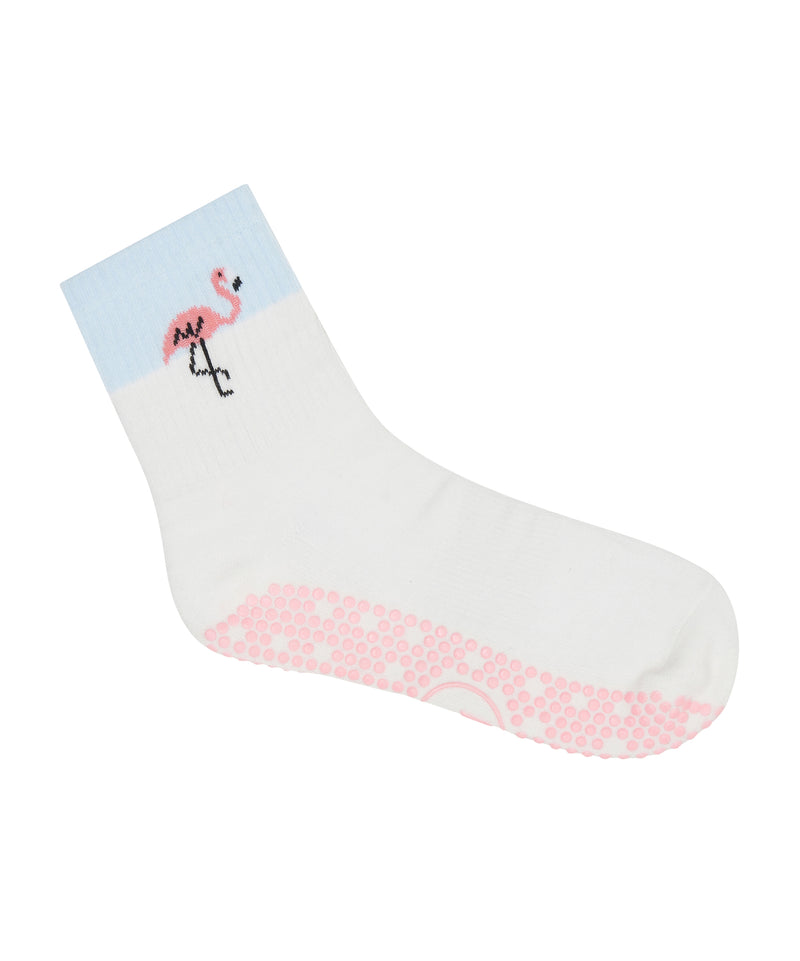 High-quality Crew Non Slip Grip Socks with a vibrant and trendy Deco Flamingo pattern