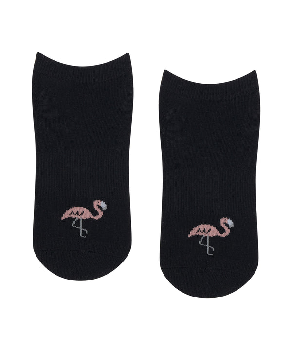 Classic Low Rise Grip Socks - Midnight Flamingo