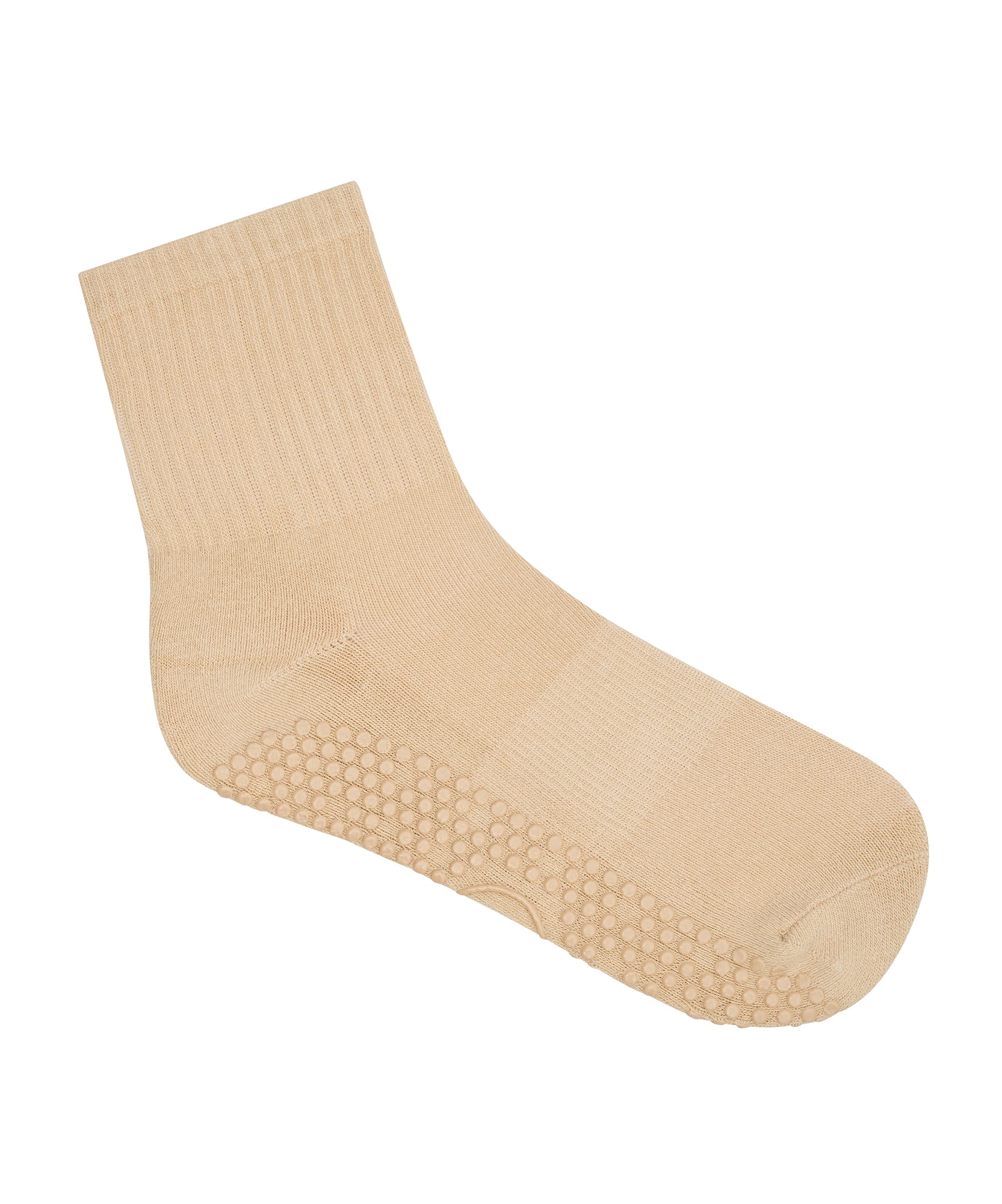 Crew Non Slip Grip Socks - Almond.