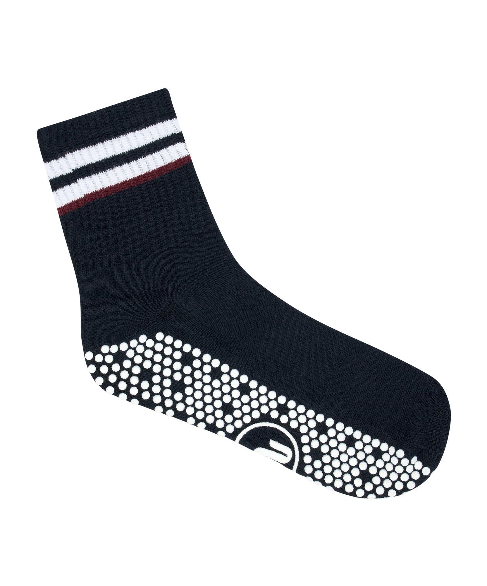 Men's Crew Non Slip Grip Socks - Nautical Stripes.