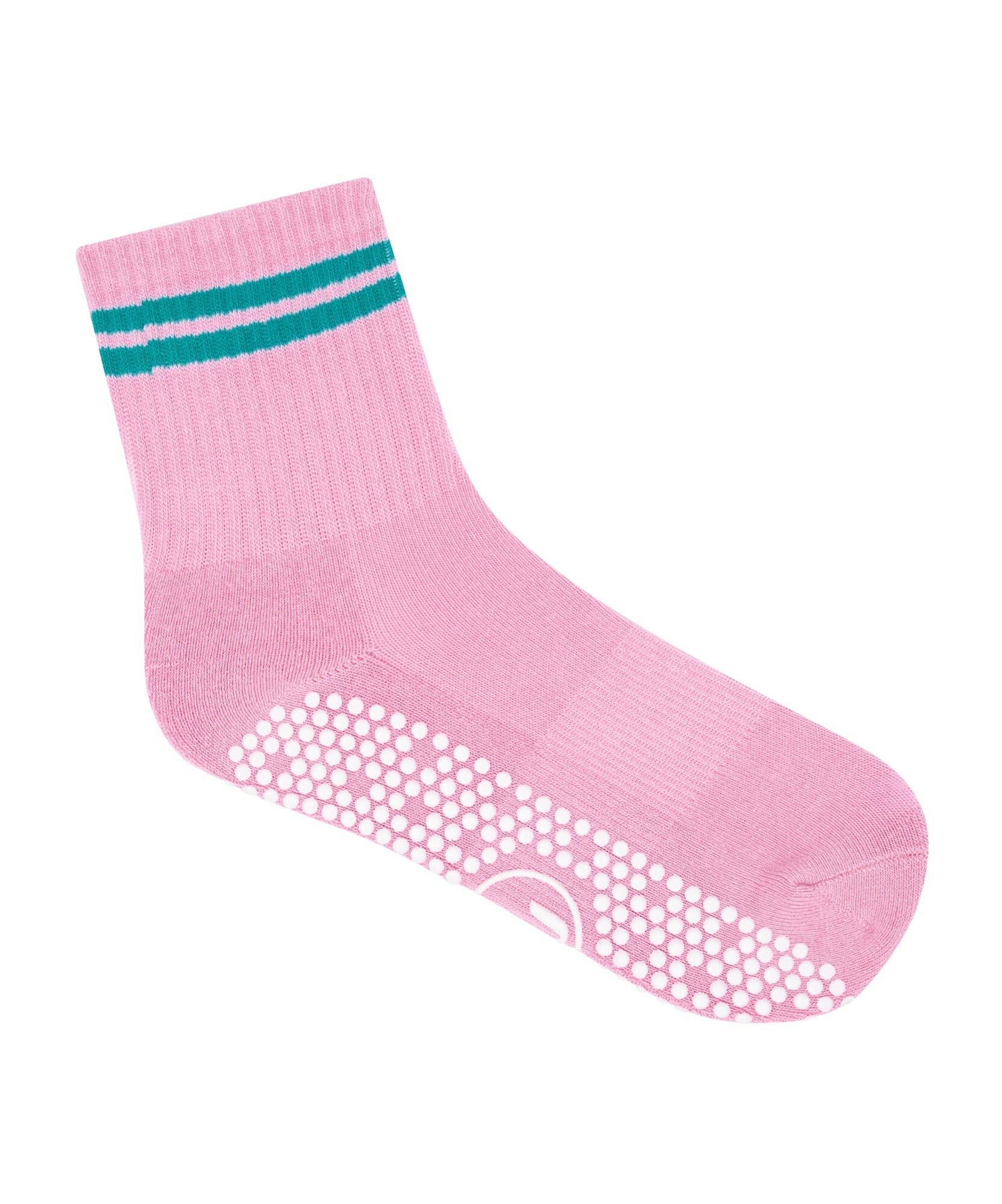 Crew Non Slip Grip Socks - Sorbet Pink Stripe