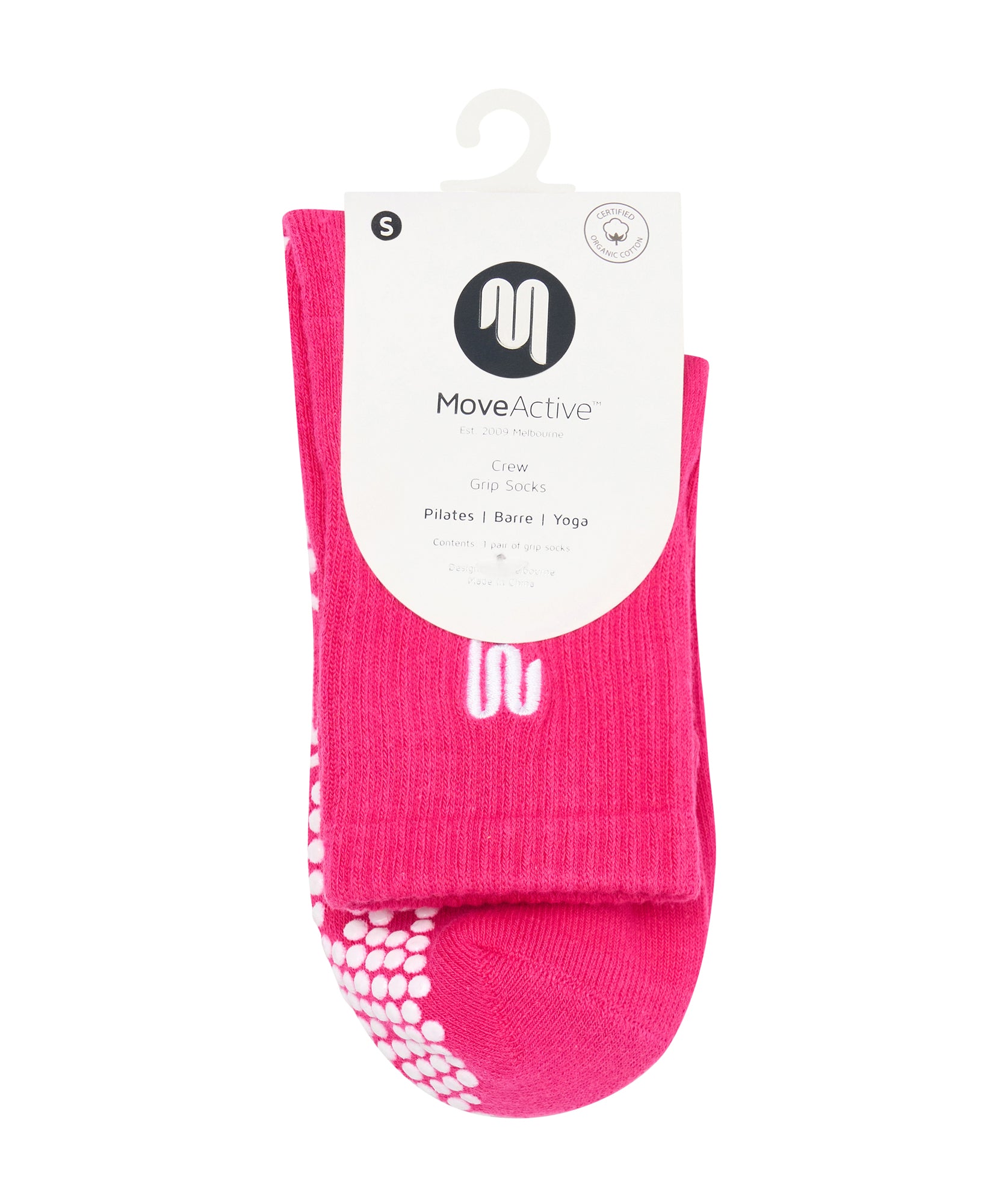 Crew Non Slip Grip Socks - MoveActive Pink