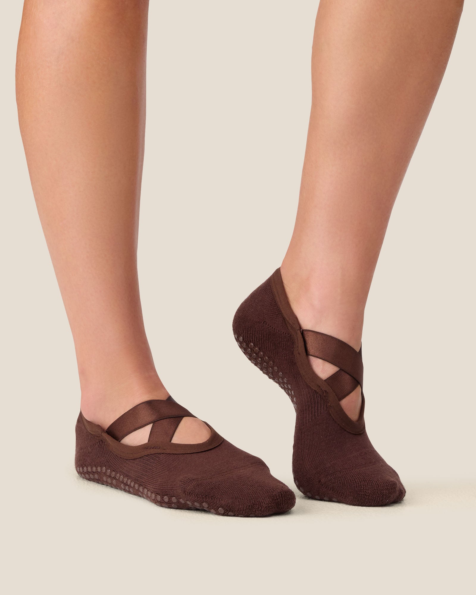 Ballet Grip Socks - Wide Cross Espresso
