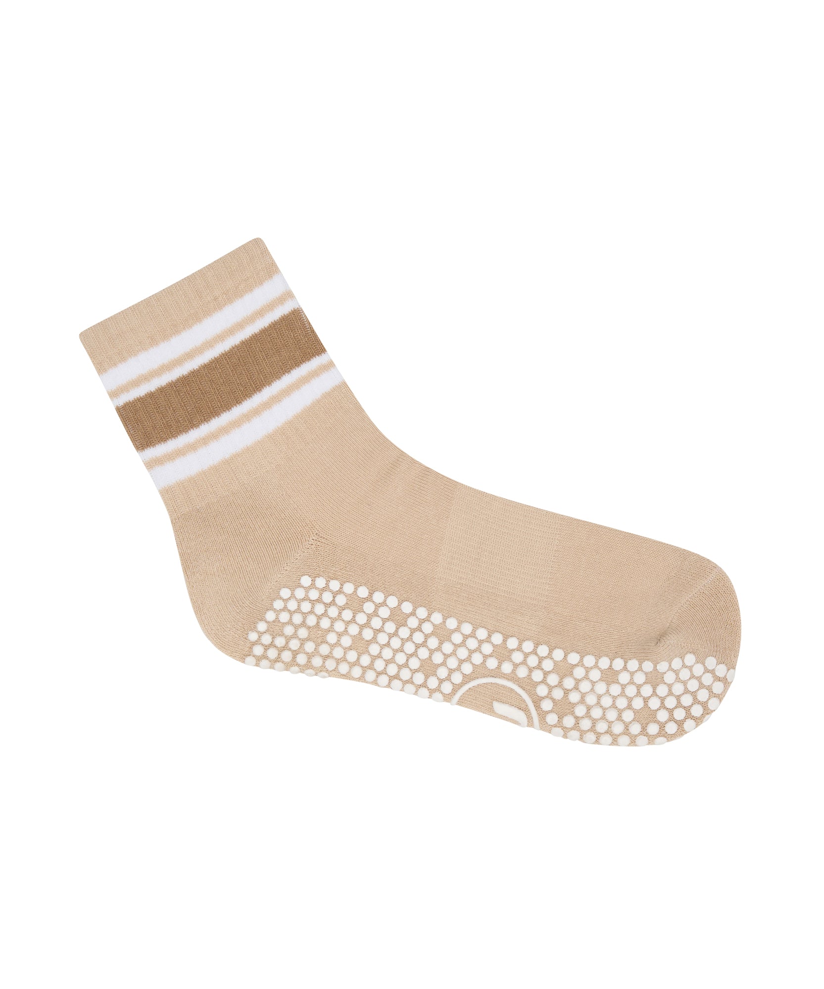 Crew Non Slip Grip Socks - Beige Stripes.