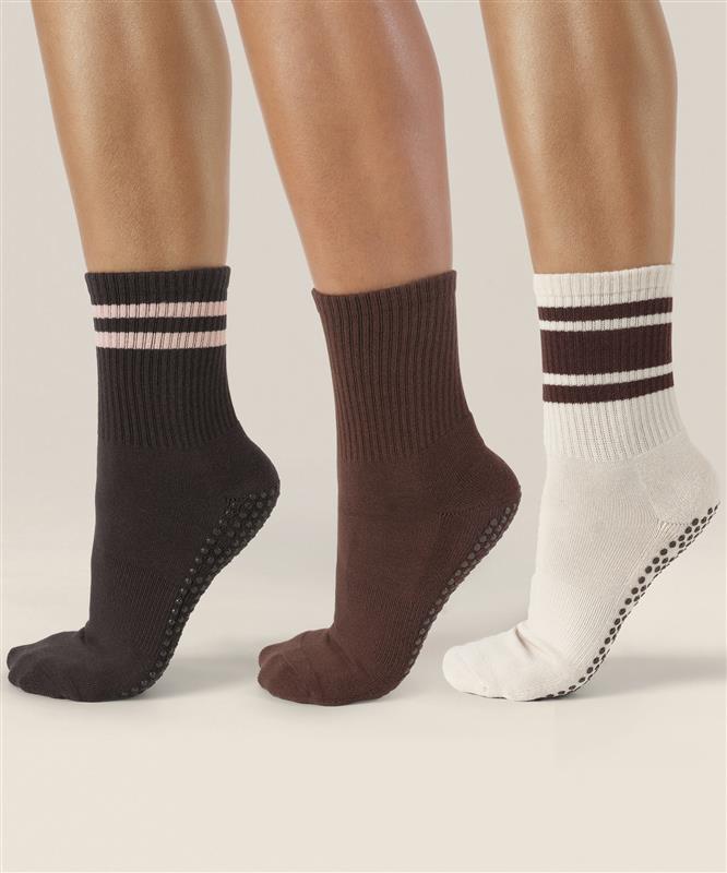 3 Pack Grip Sock Set - Espresso