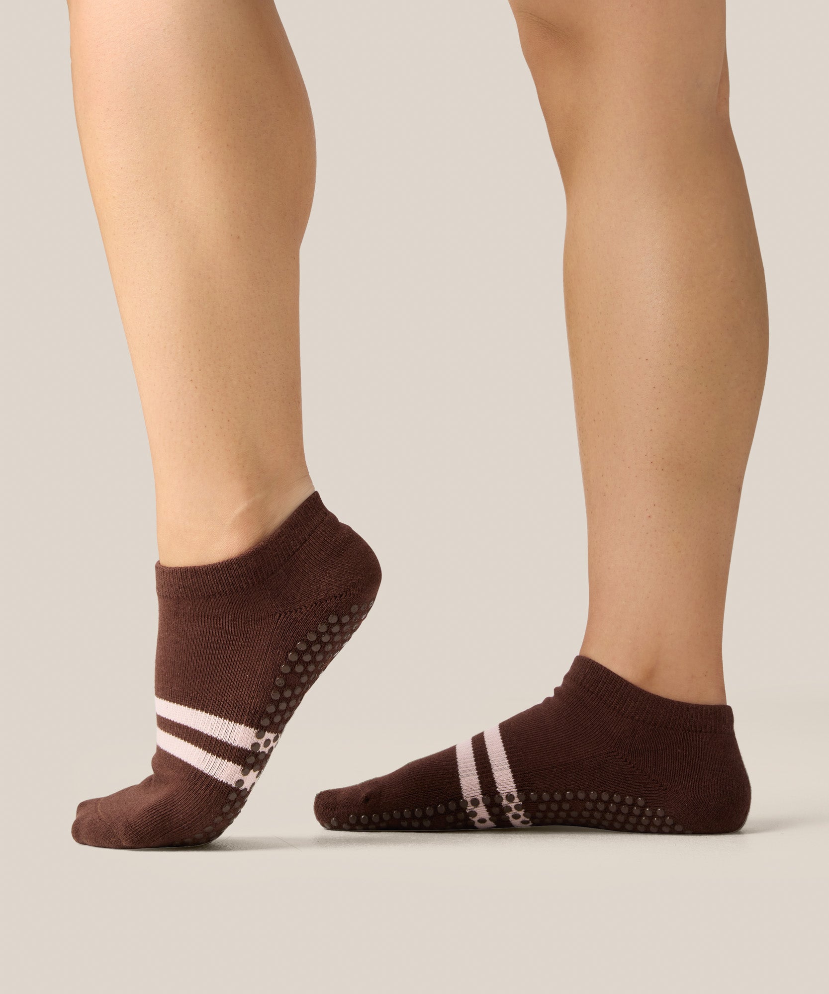 Low Rise Grip Socks - Stripe Espresso
