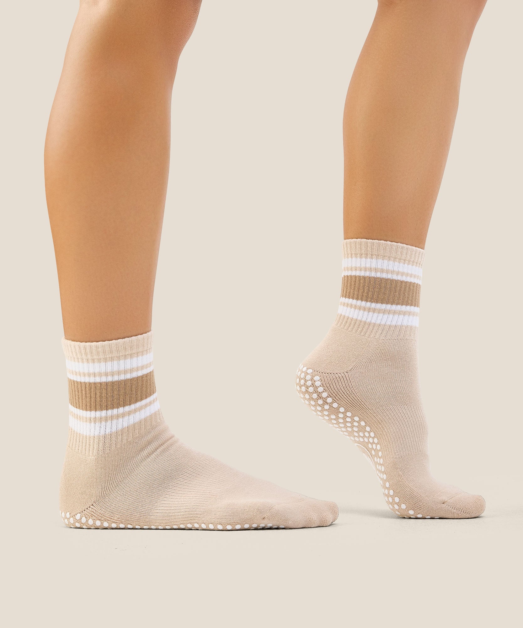 Crew Grip Socks - Beige Stripes