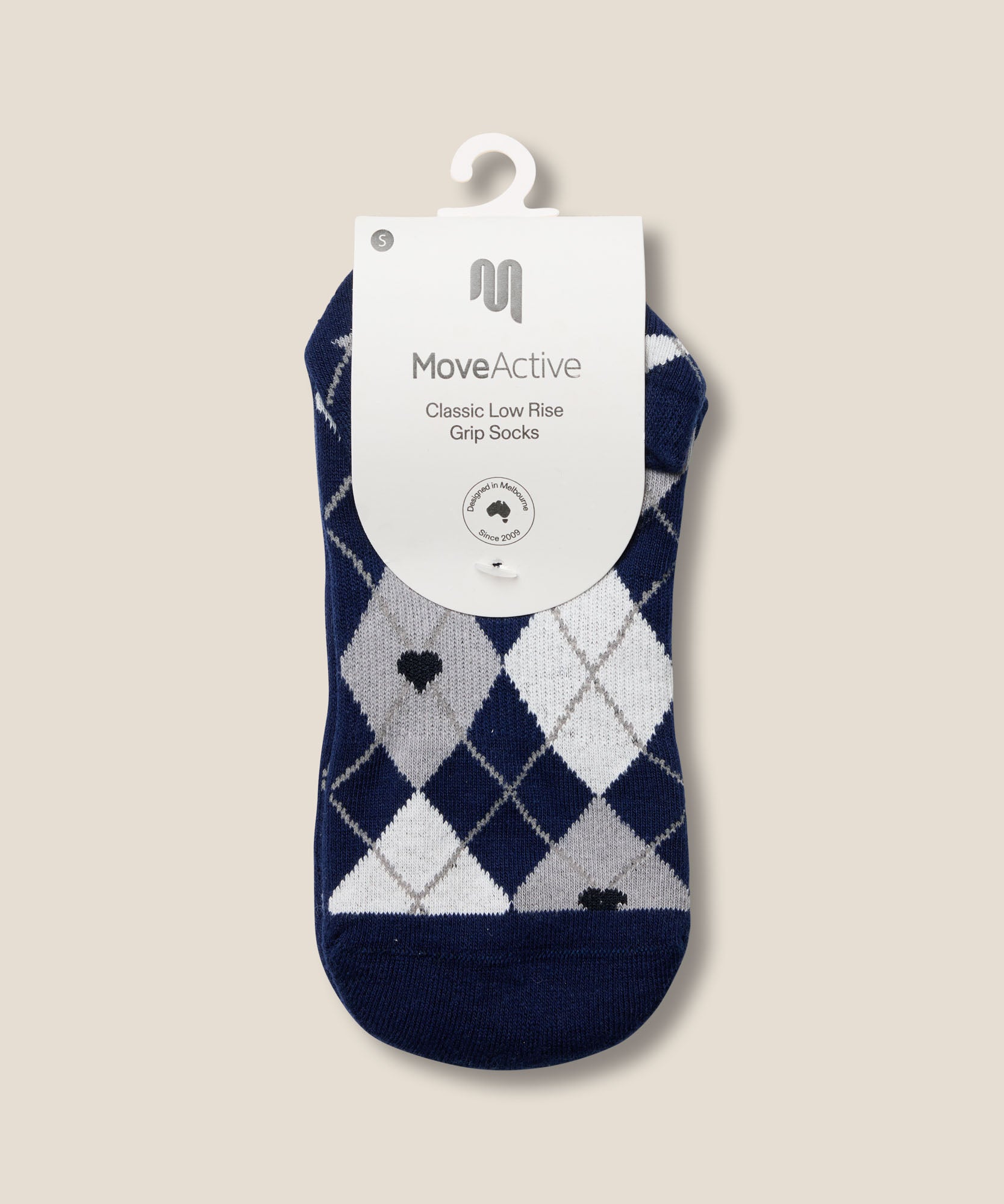 Low Rise Grip Socks - Argyle Navy