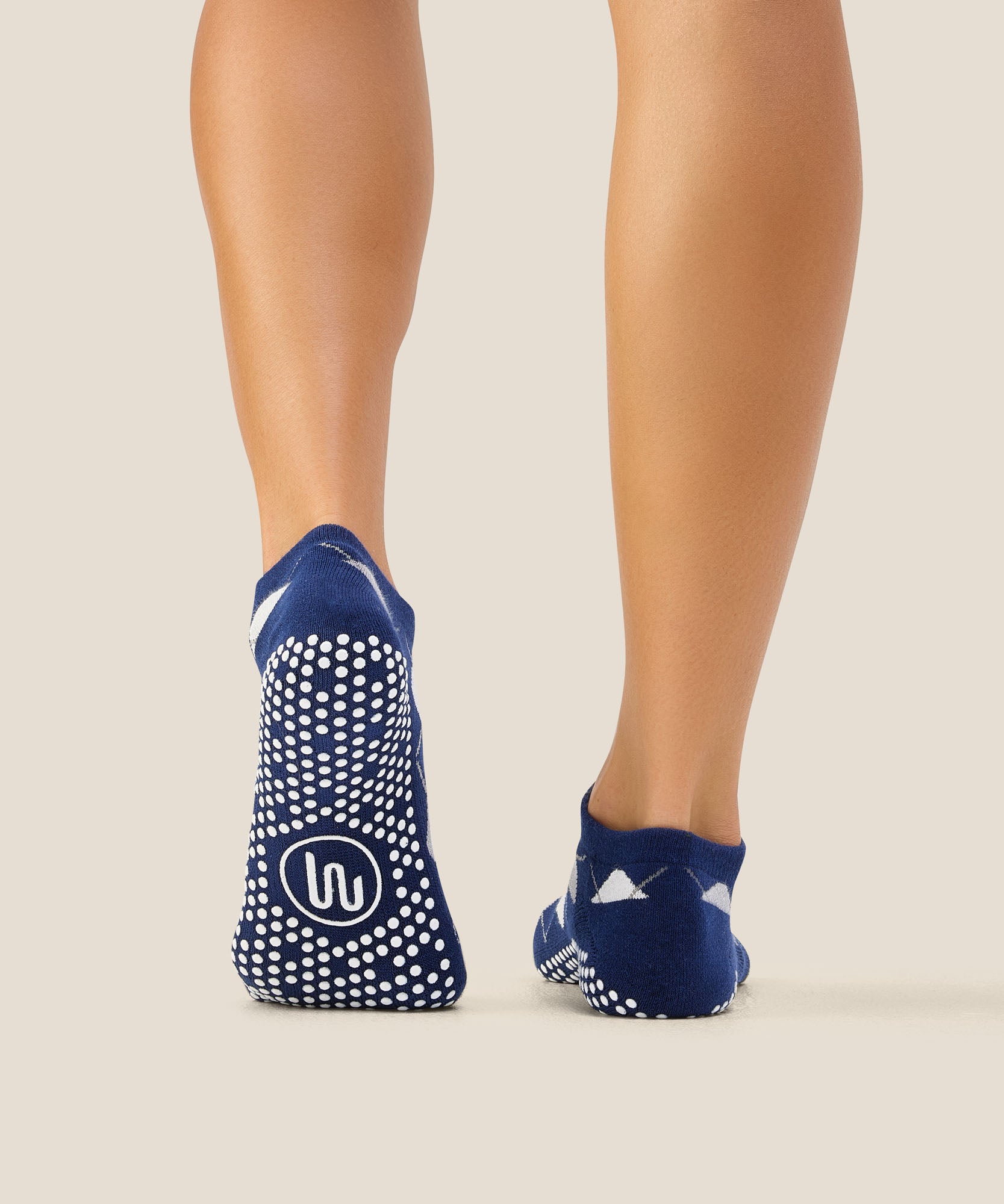 Low Rise Grip Socks - Argyle Navy