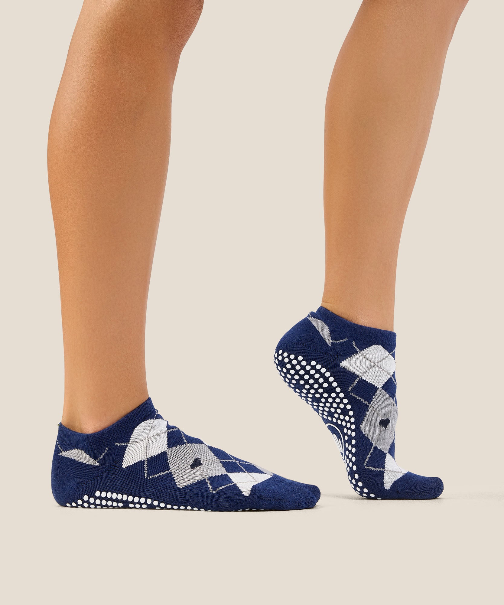 Low Rise Grip Socks - Argyle Navy