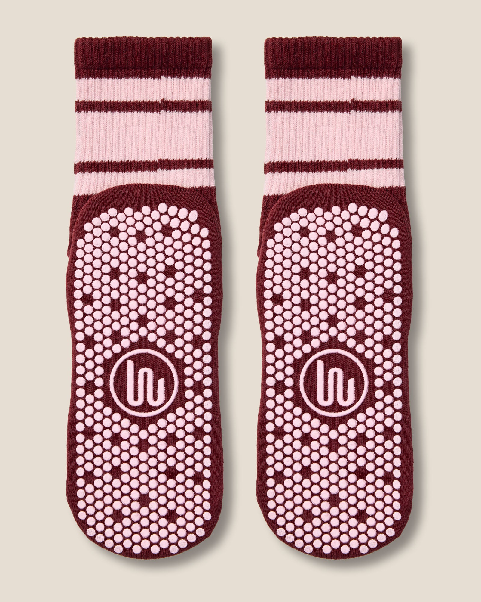 Crew Grip Socks - Cabernet Pink Stripe