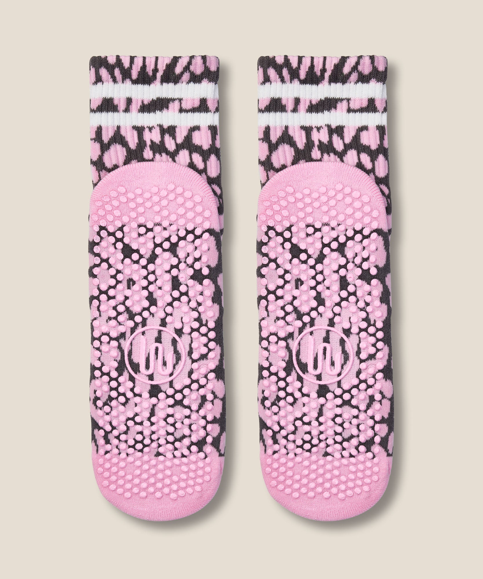 Crew Grip Socks - Cheetah Stripe Pink
