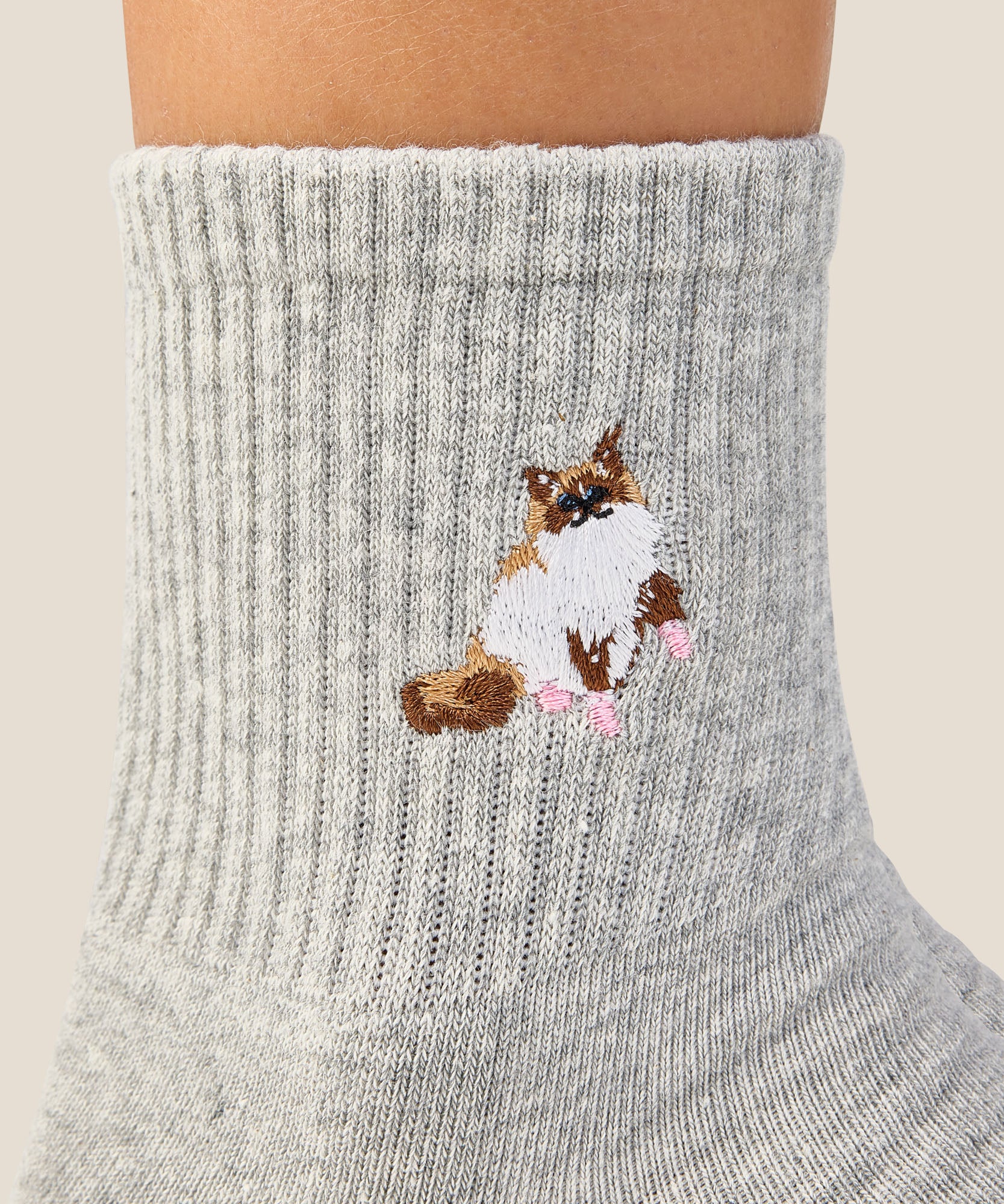 Crew Grip Socks - Ginger Cat Grey Marle