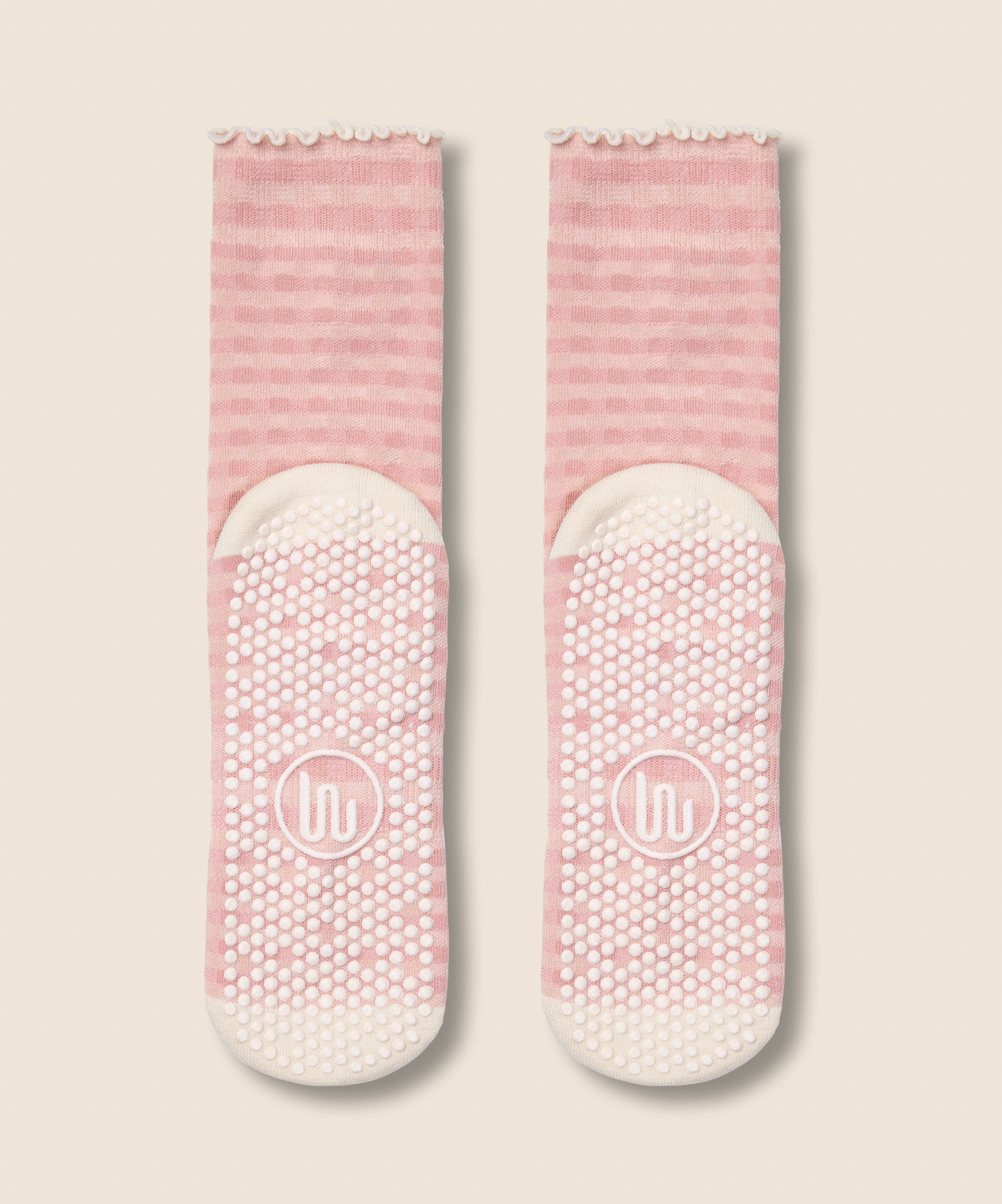 Crew Grip Socks - Gingham Frill Rose