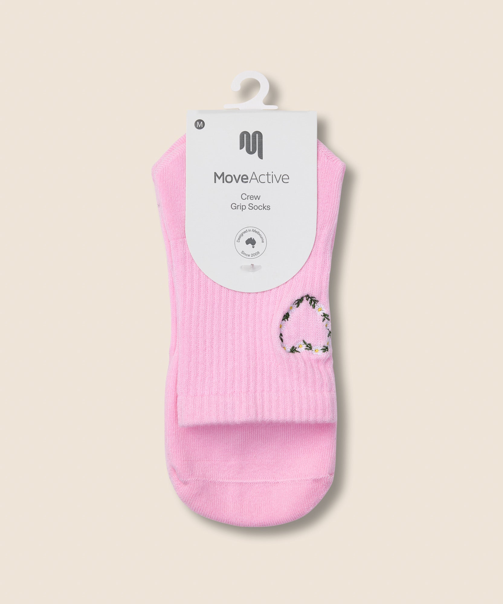 Crew Grip Socks - Heart Vine Pink