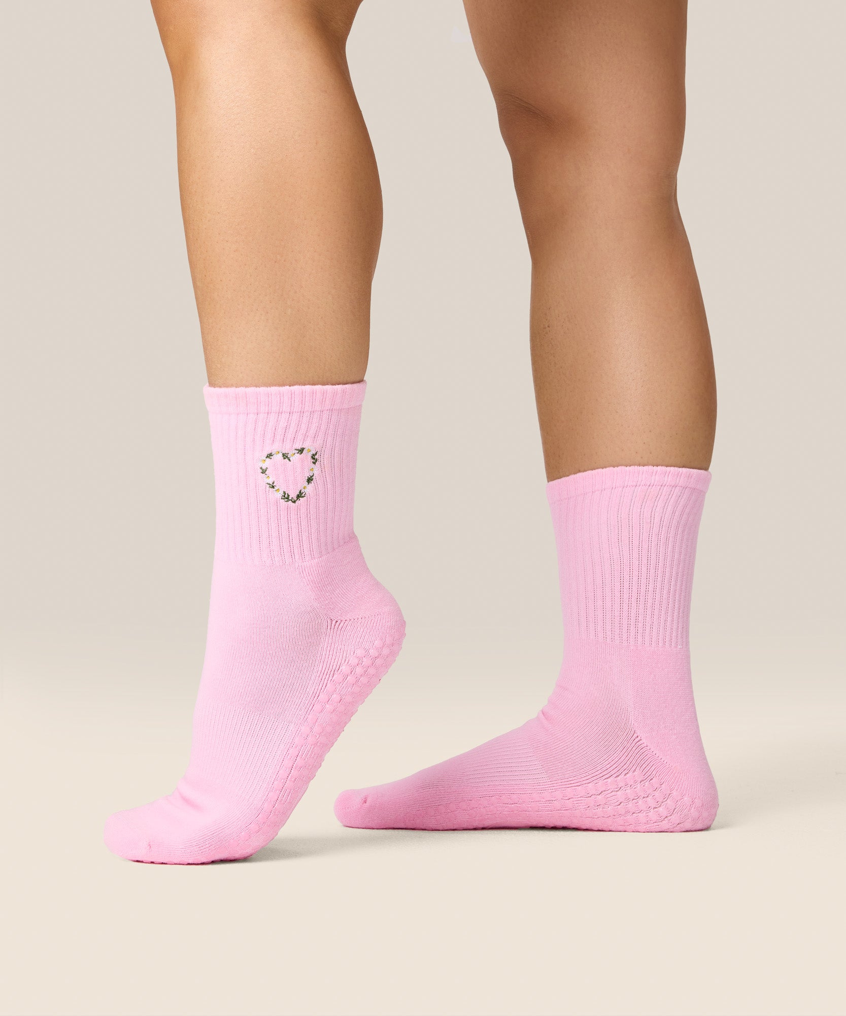 Crew Grip Socks - Heart Vine Pink