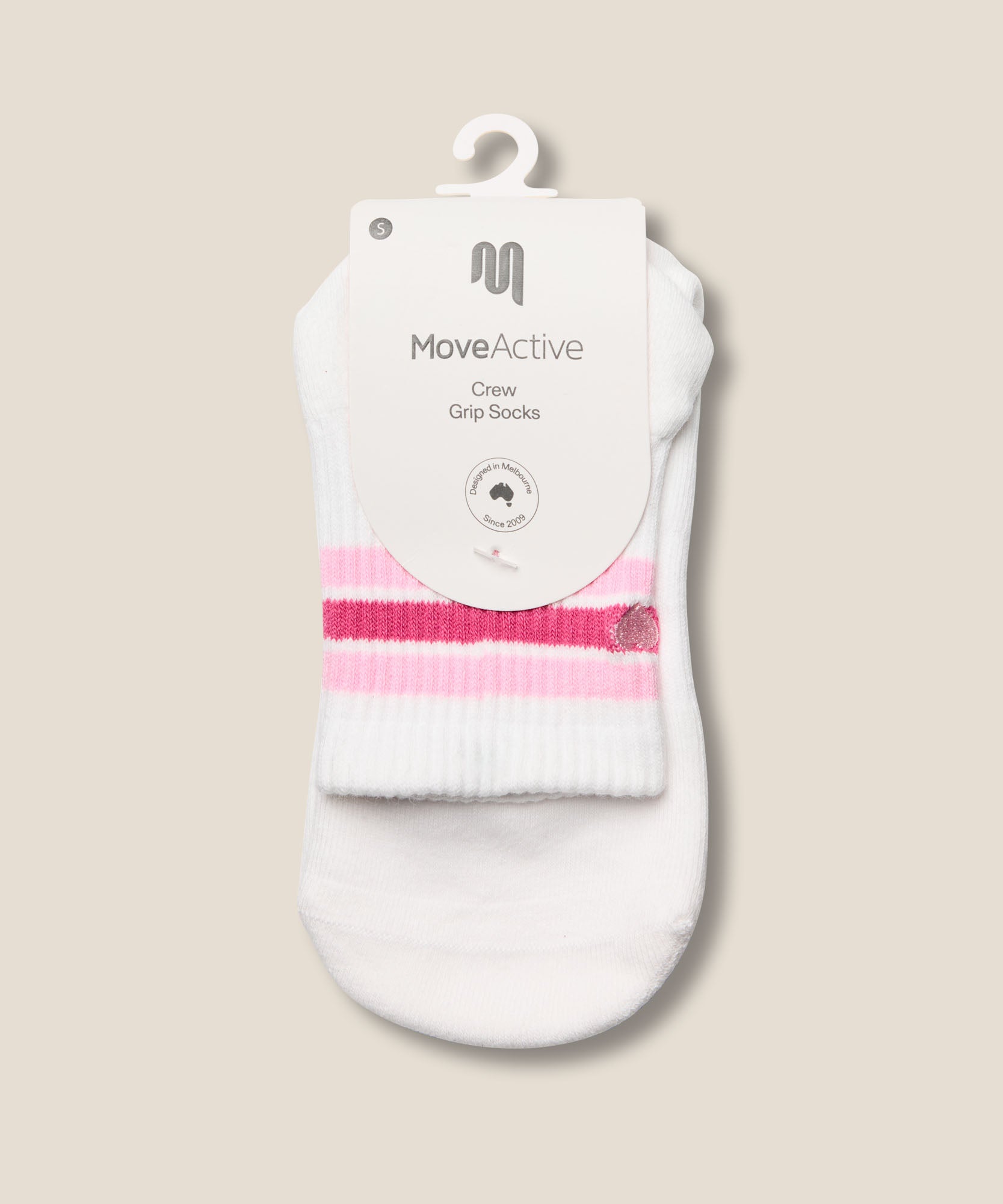 Crew Grip Socks - Mini-Heart Stripe Ivory