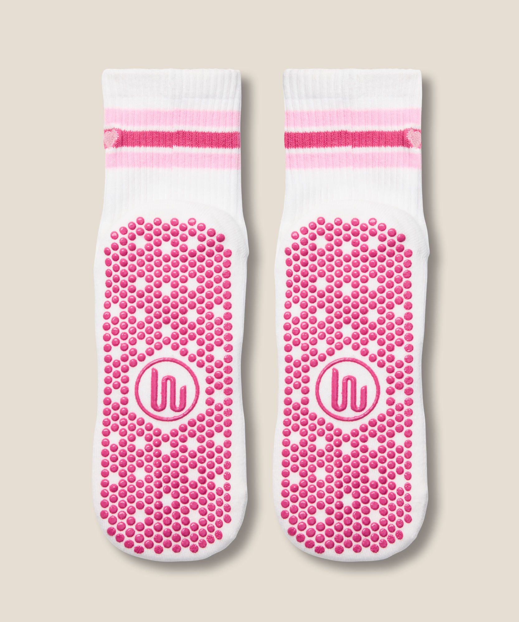 Crew Grip Socks - Mini-Heart Stripe Ivory