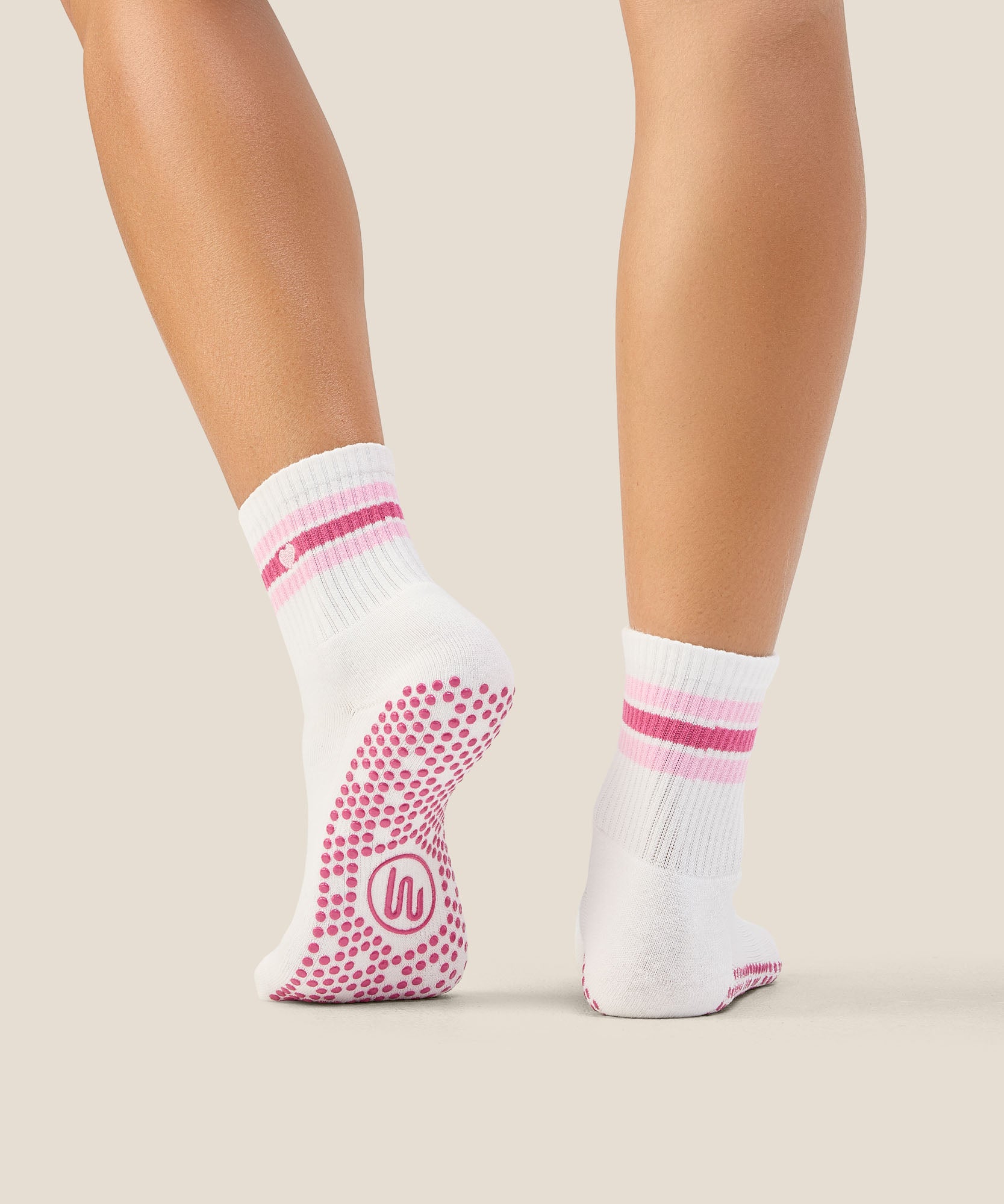 Crew Grip Socks - Mini-Heart Stripe Ivory