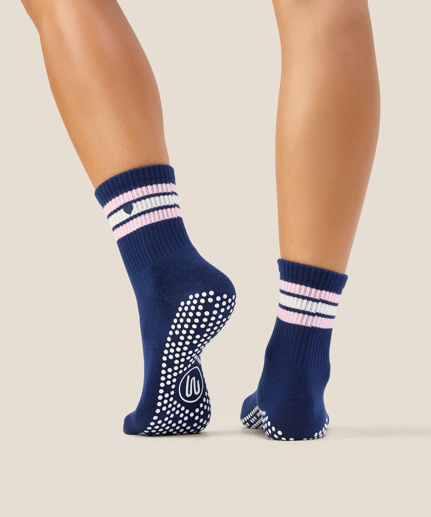Crew Grip Socks - Mini-Heart Stripe Navy