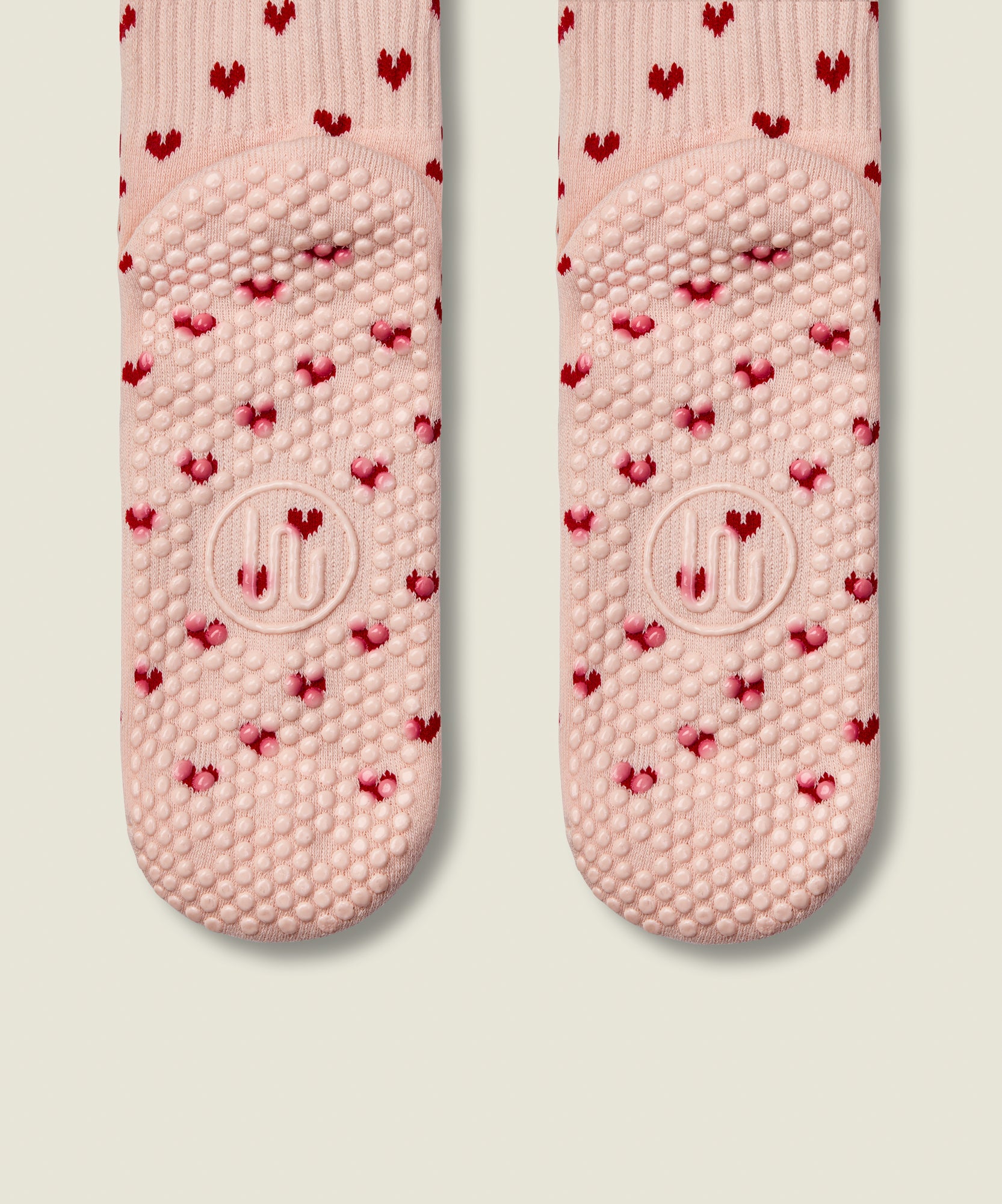 Crew Non Slip Grip Socks - Pink Hearts