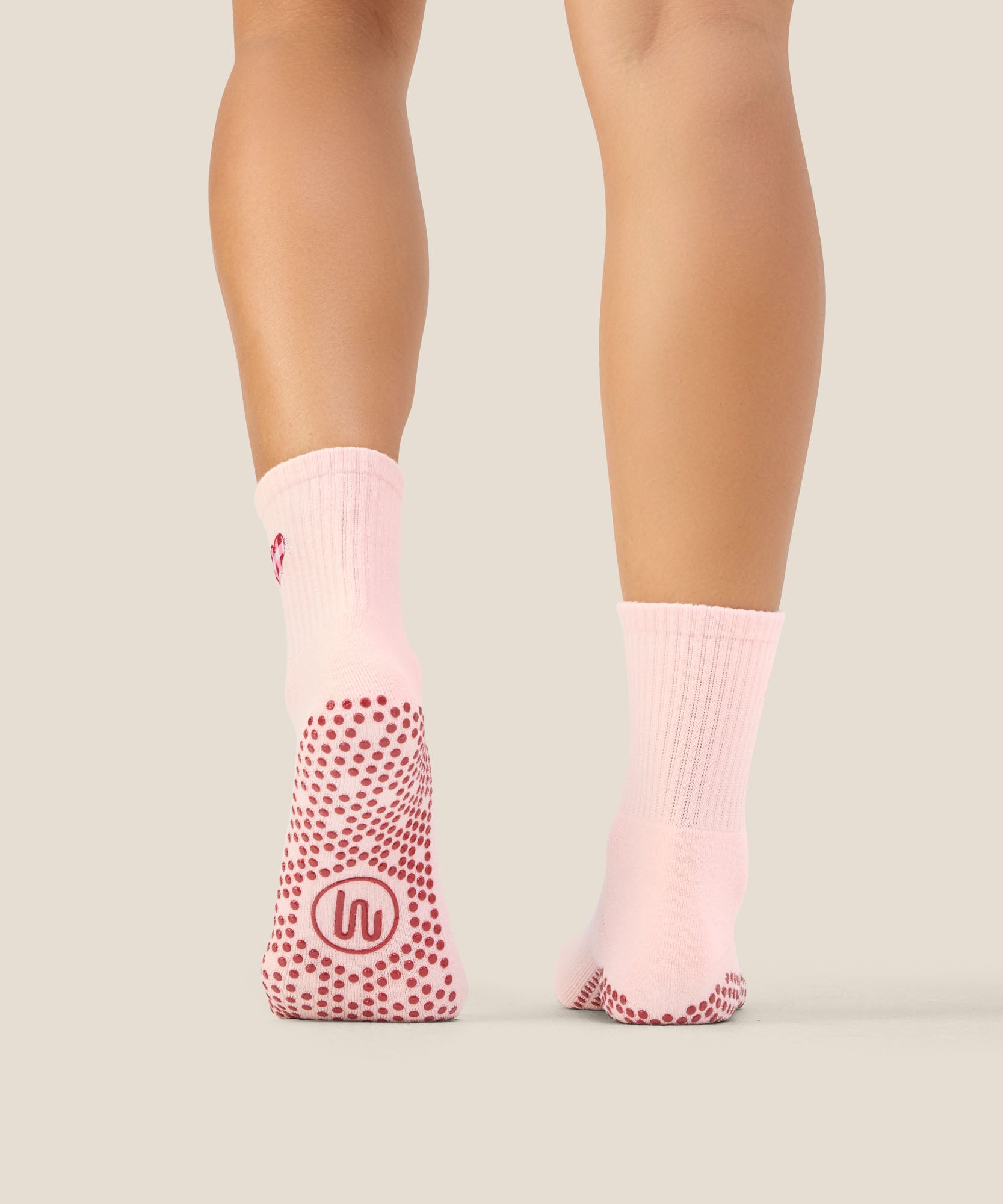 Crew Grip Socks - Gingham Heart Pink