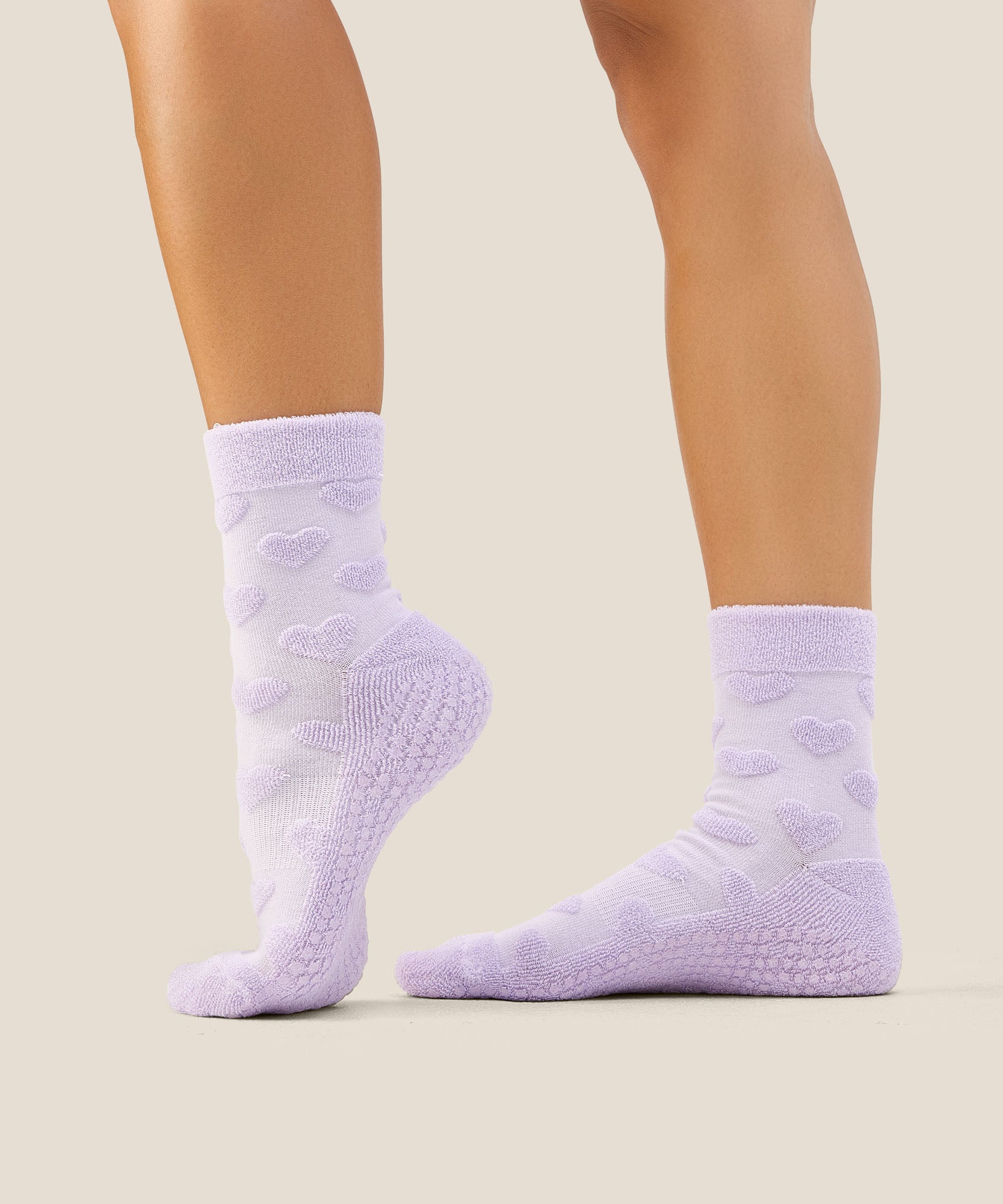 Crew Grip Socks - Terry Heart Lilac