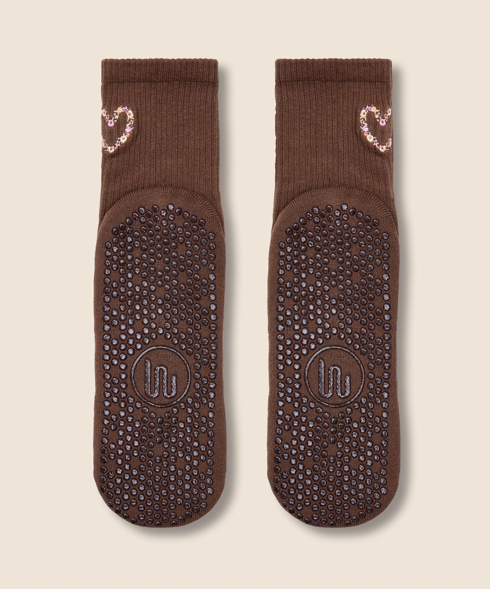 Crew Grip Socks - Heart Vine Brown
