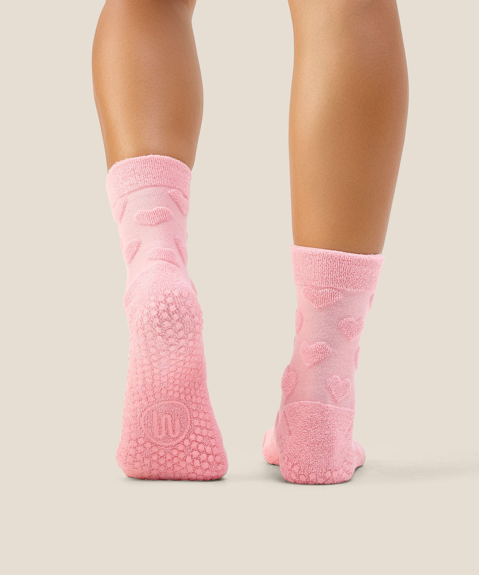 Crew Grip Socks - Terry Heart Pink