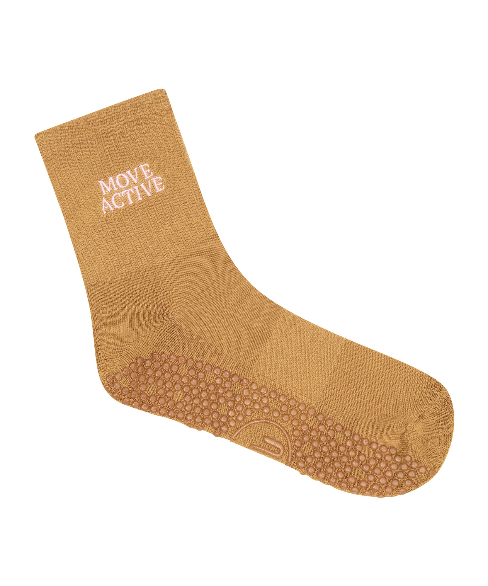 Crew Non Slip Grip Socks - Signature Camel