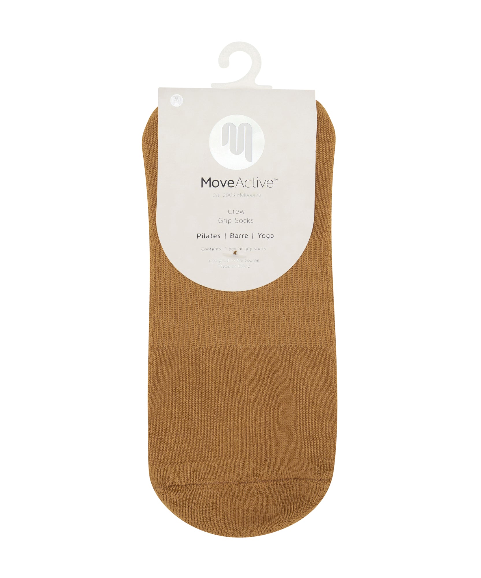 Crew Non Slip Grip Socks - Signature Camel