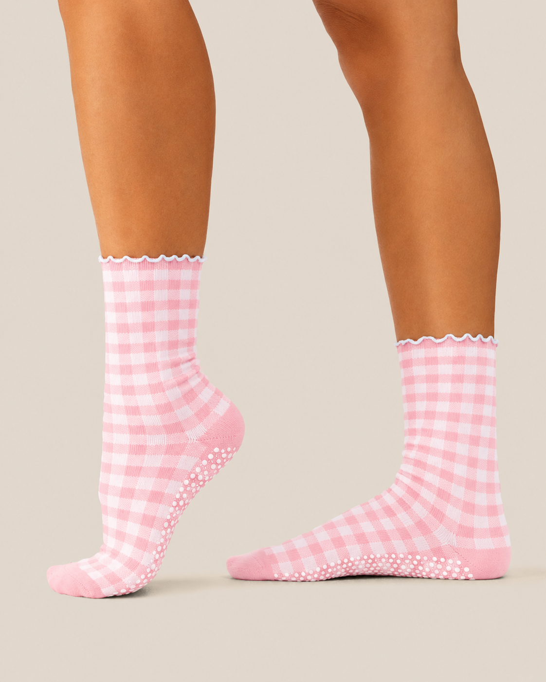 Crew Grip Socks - Picnic Check Pink