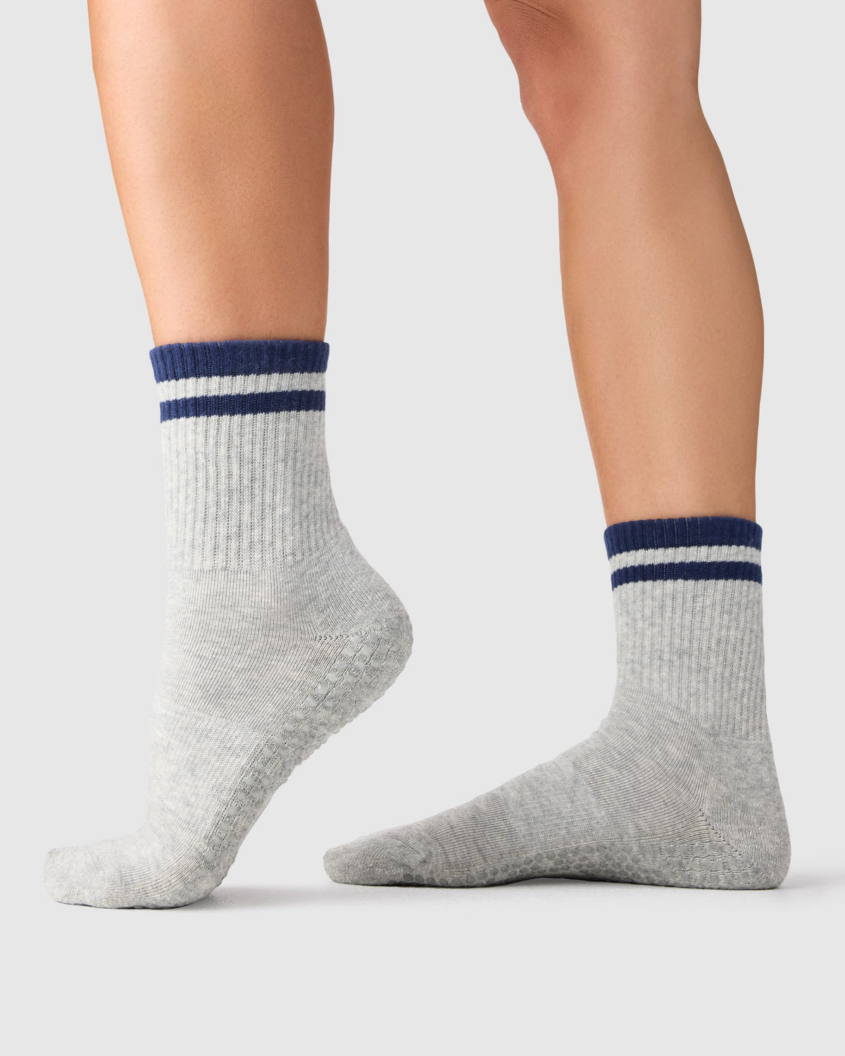 Crew Grip Sock - Retro Stripe Grey Marle & Ink