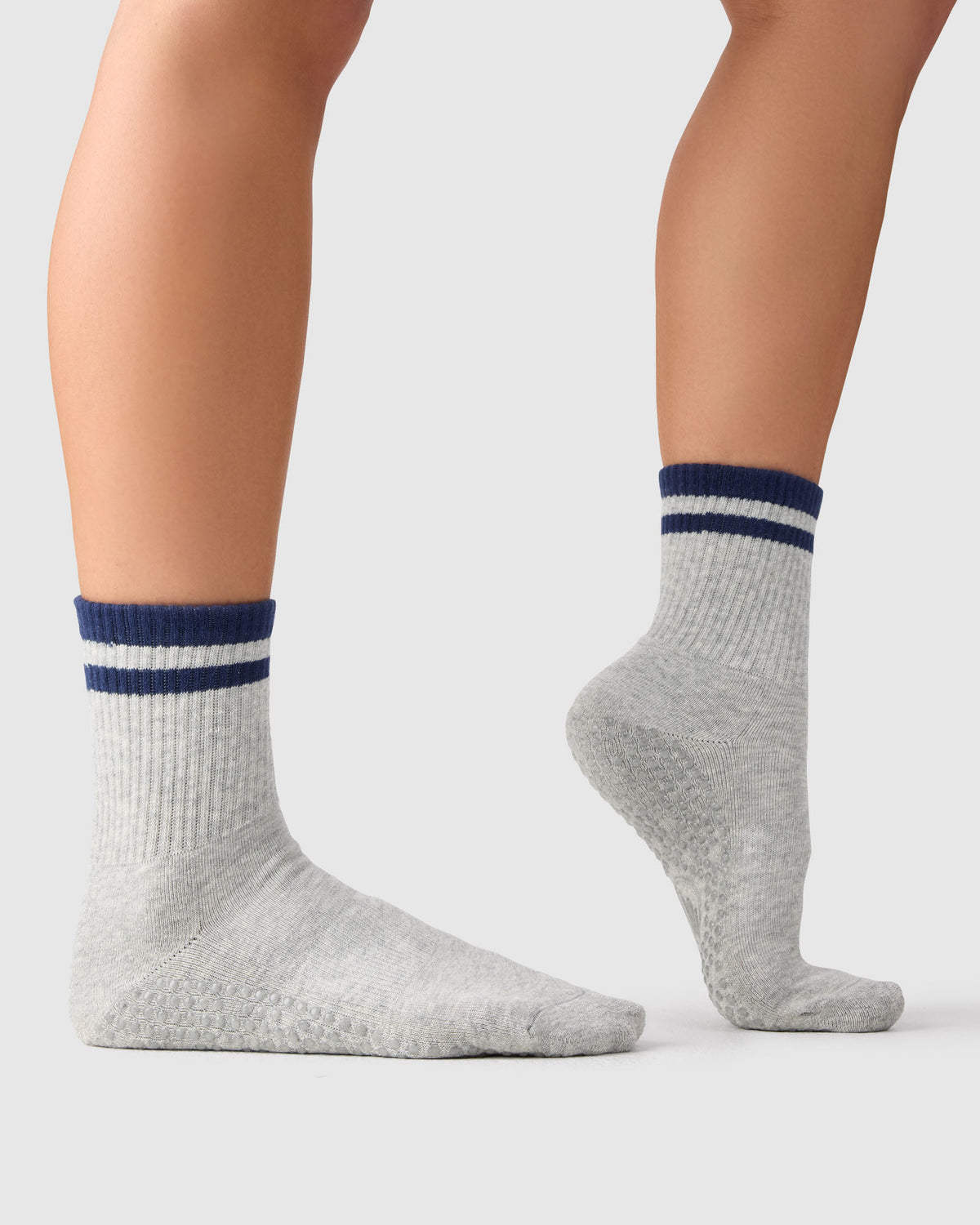 Crew Grip Sock - Retro Stripe Grey Marle & Ink