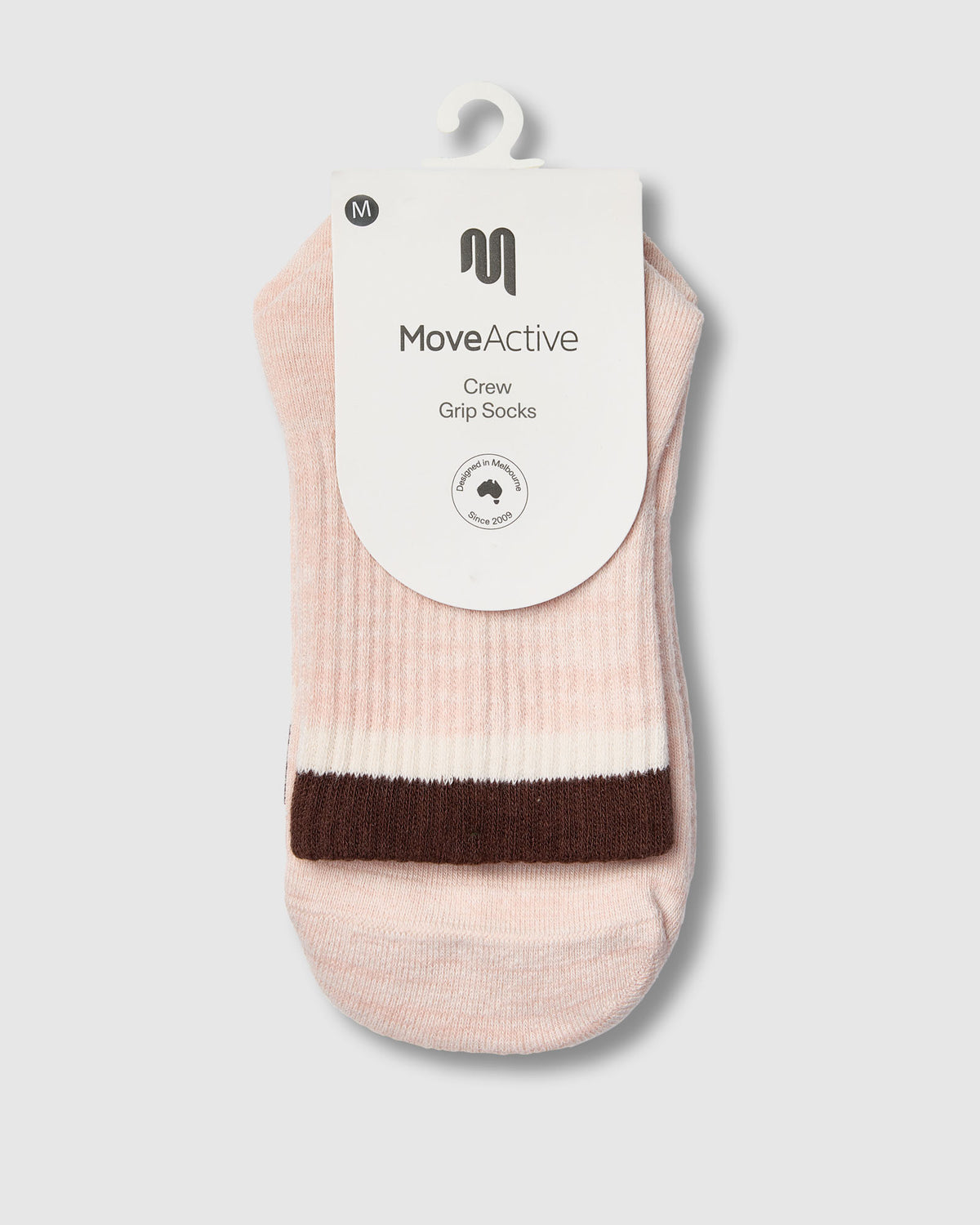 Crew Grip Sock - Block Stripes Soft Pink Marle & Espresso