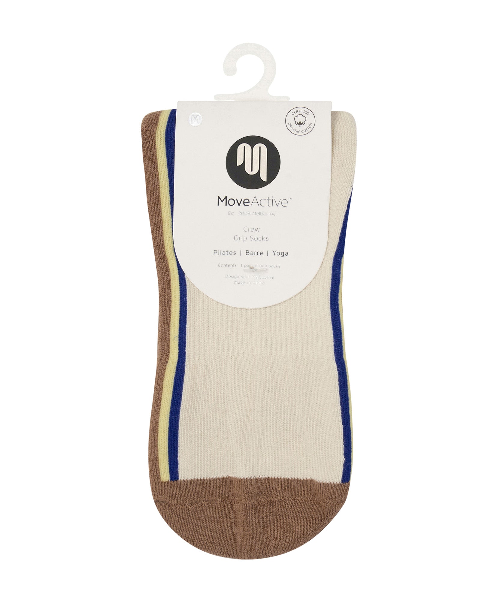 Crew Non Slip Grip Socks - Fluid Bark Brown.